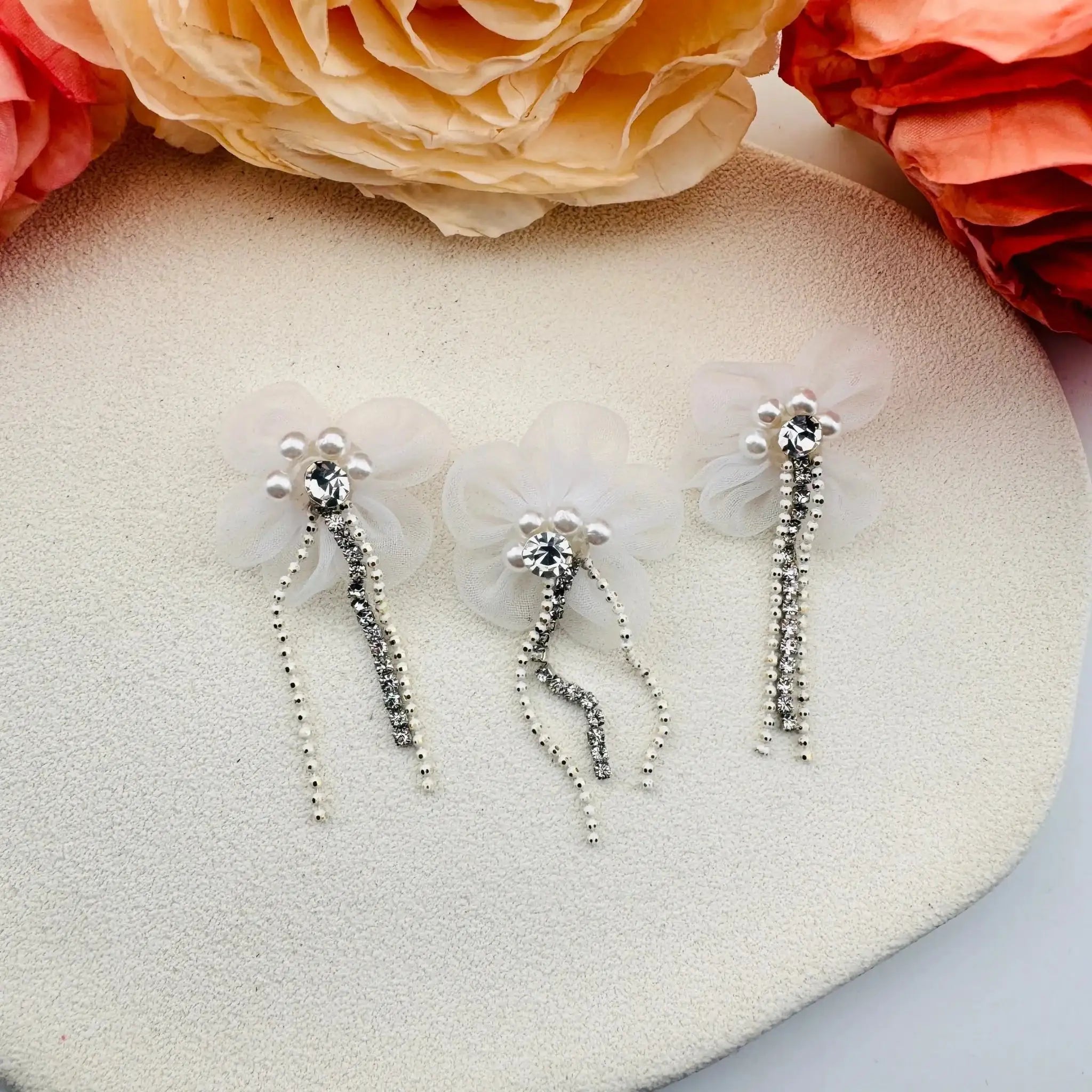 FS101117-About 25×45mm Fabric Flower With Dangle Nail Charms For Making Fancy Beads Or Fancy Beadable Pens -Zoe DIY Wholesale
