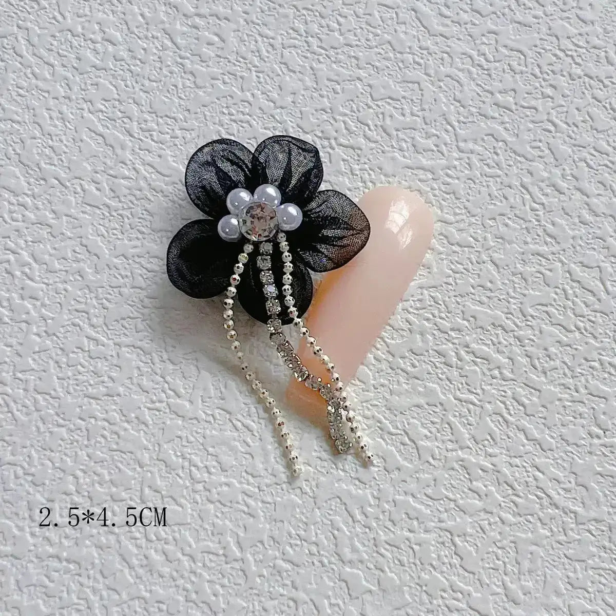 FS101117-About 25×45mm Fabric Flower With Dangle Nail Charms For Making Fancy Beads Or Fancy Beadable Pens -Zoe DIY Wholesale