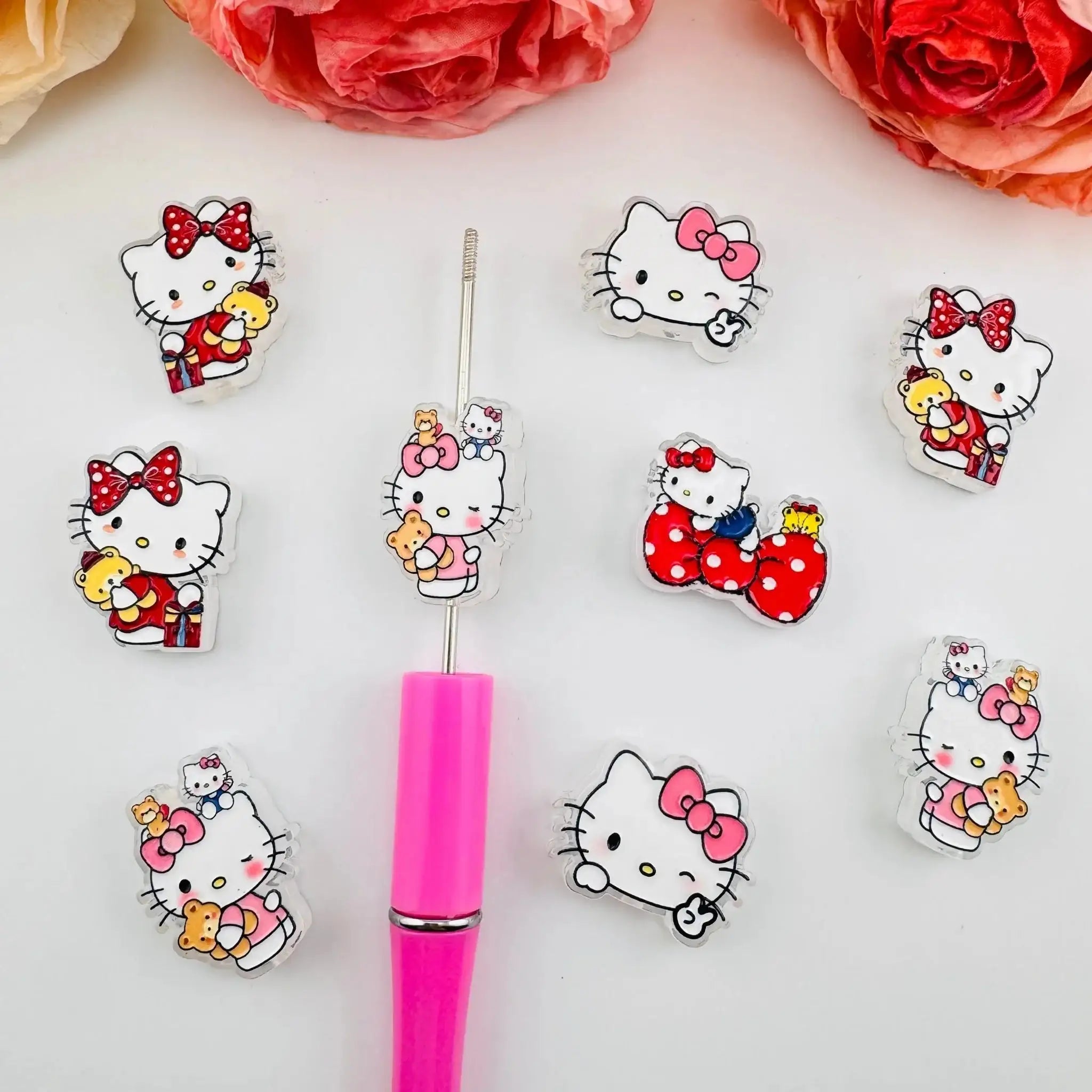 FS101265-About 22*28mm Double Side Printed HK Acrylic Beads For Beadable Pens Keychain Making -Zoe DIY Wholesale