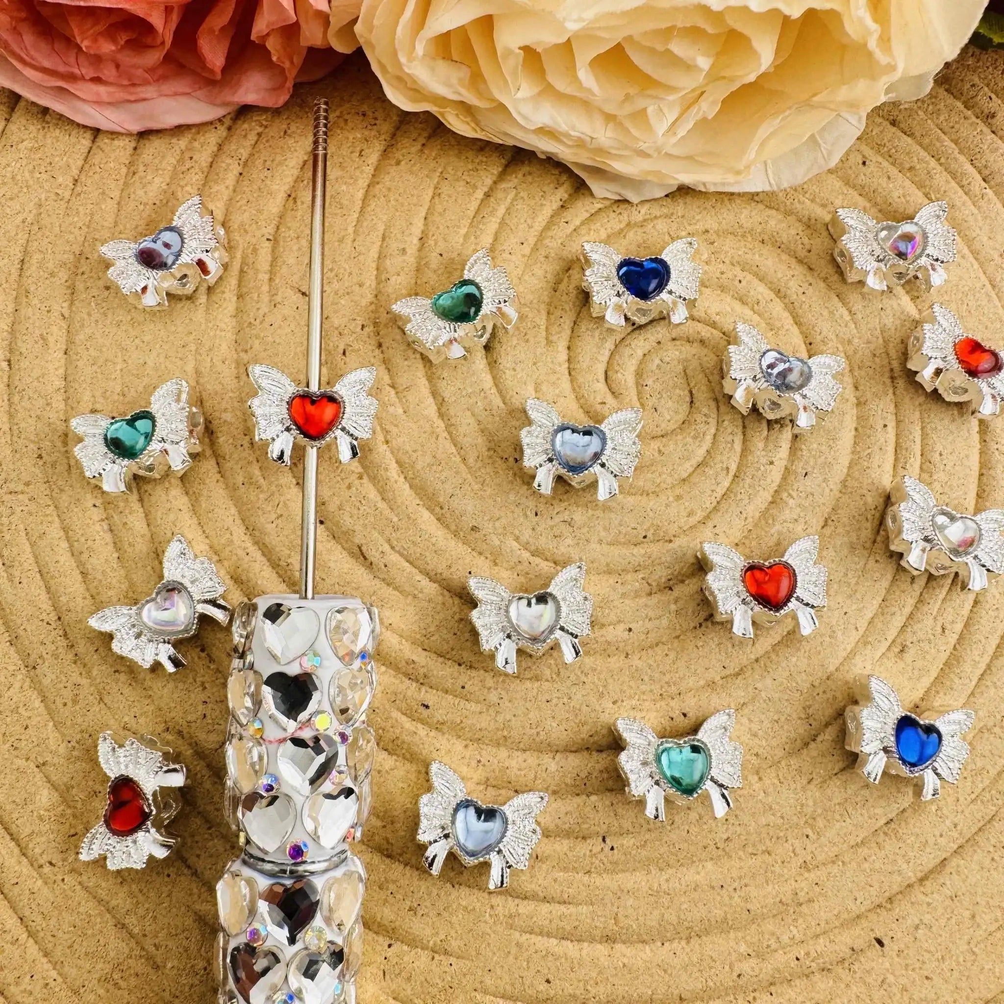 FS10785-Mixed Color Butterfly Bow 4 Hole Metal Beads For Making Keychain Beadable Pens Jewelry Making -Zoe DIY Wholesale