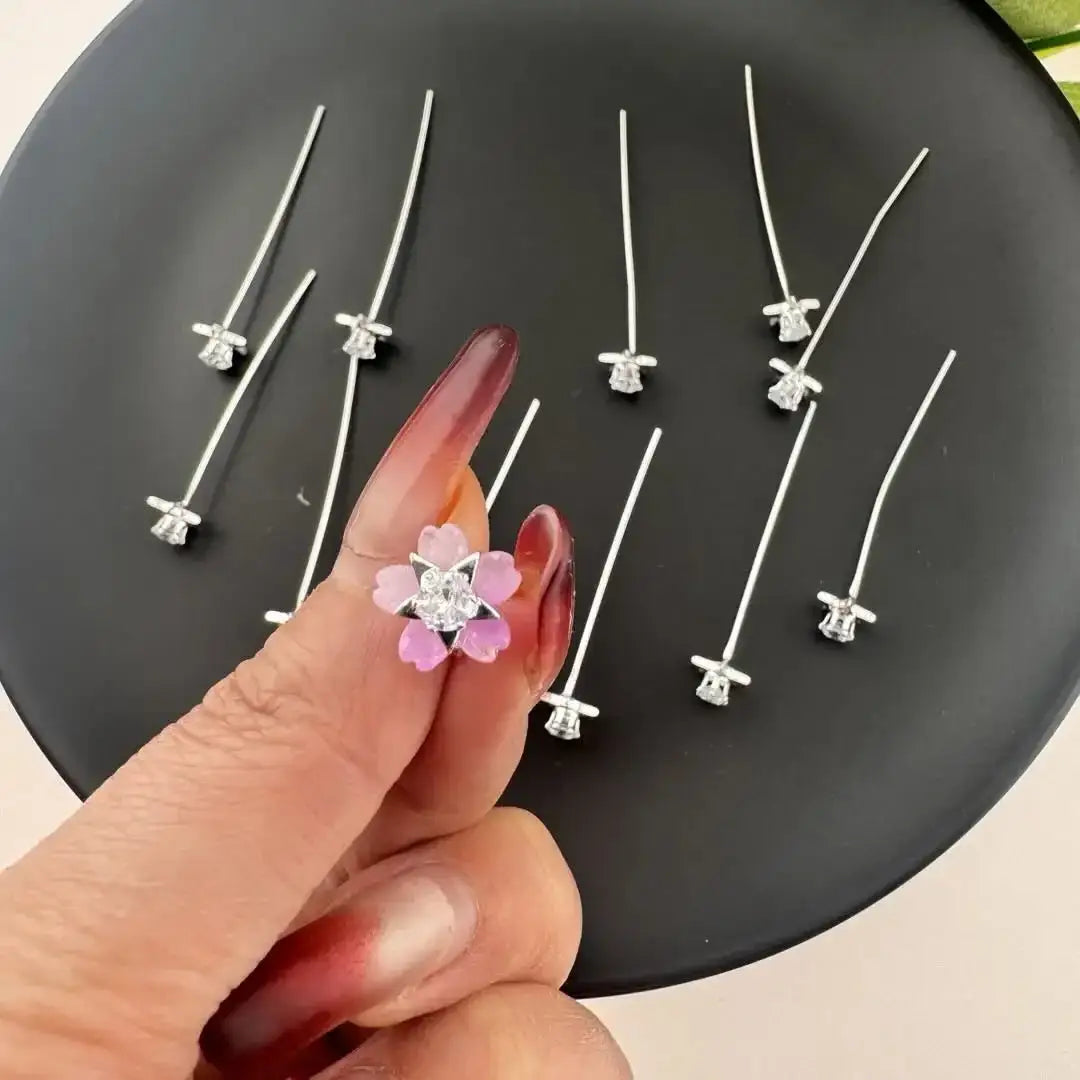 FS11140-Length 45mm Thickness 0.6mm Star Rhinestone Pin -Zoe DIY Wholesale