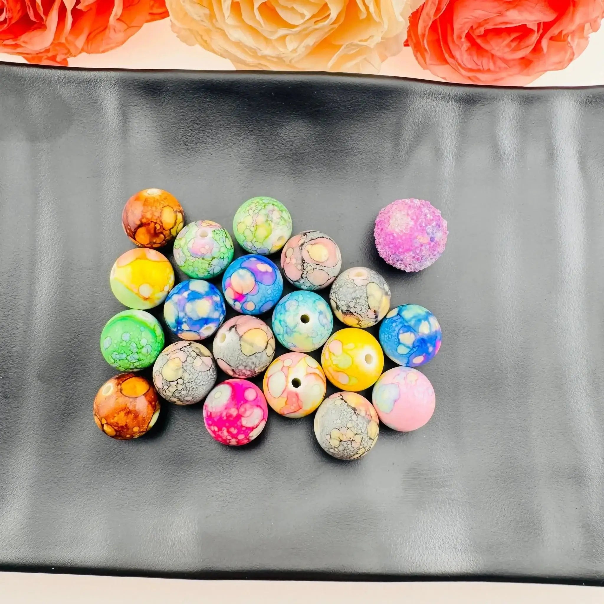 FS1731- 16mm Marble acrylic beads -Zoe DIY Wholesale