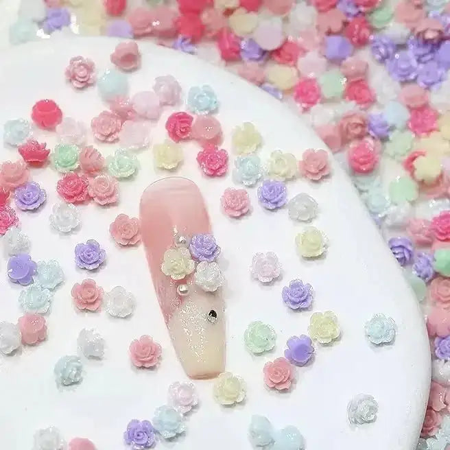 FS18068-4mm Pearl Solid Color Rose Nail Charms -Zoe DIY Wholesale