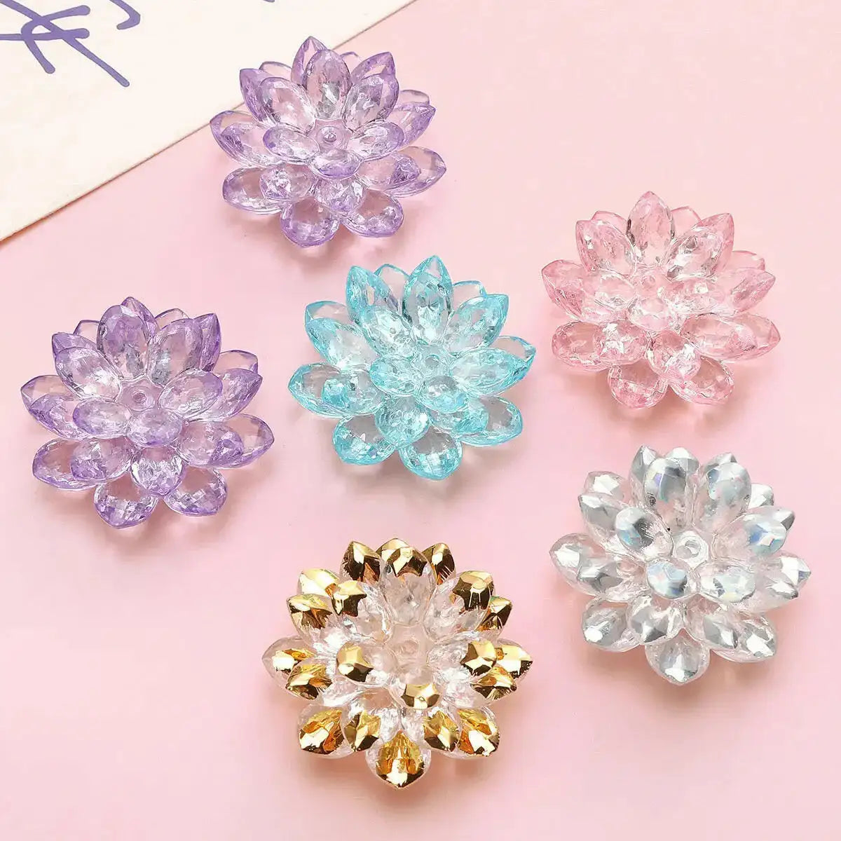 FS2307-Clear Color Lotus Flower (1 Set=24MM Size +34MM Size +38MM Size ) -Zoe DIY Wholesale