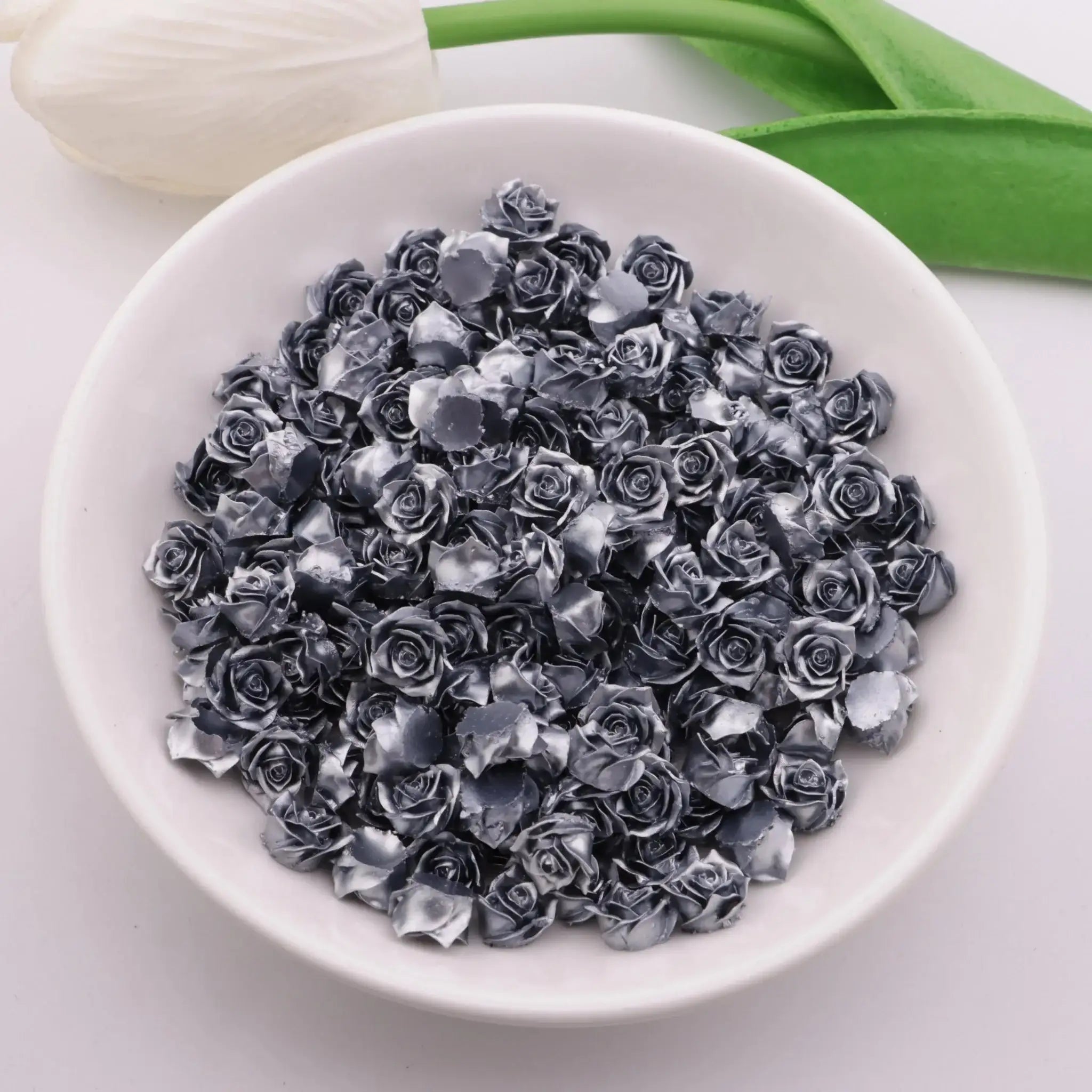 FS5566-8mm Luminous Rose Flower Charms Pearl - Glow Luminous Rose Flowers -Zoe DIY Wholesale