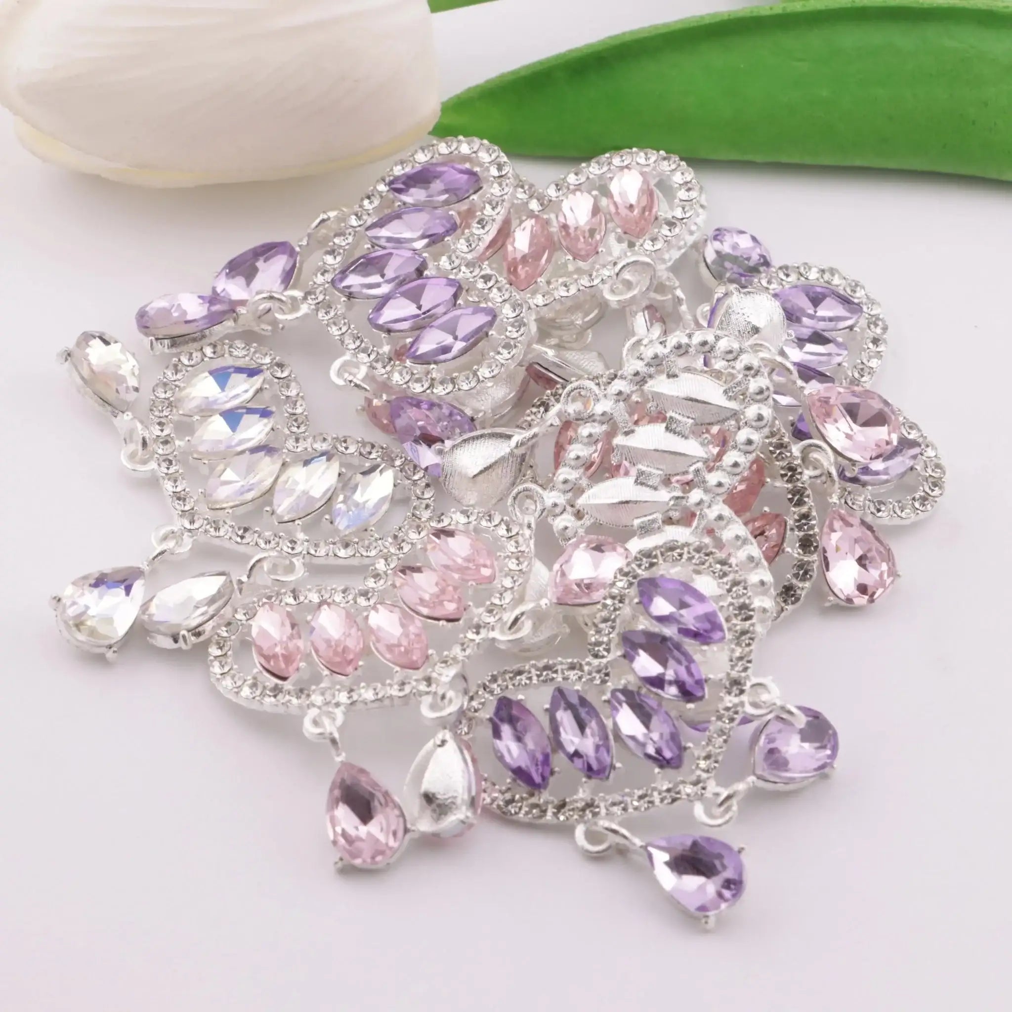 FS6002-34*40mm Horse - eye Diamond Love - shaped Pendant With Three Drop - shaped Charms -Zoe DIY Wholesale