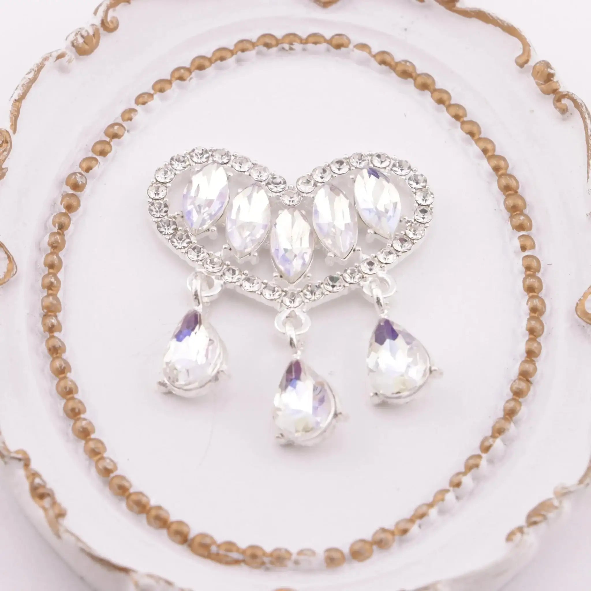 FS6002-34*40mm Horse - eye Diamond Love - shaped Pendant With Three Drop - shaped Charms -Zoe DIY Wholesale