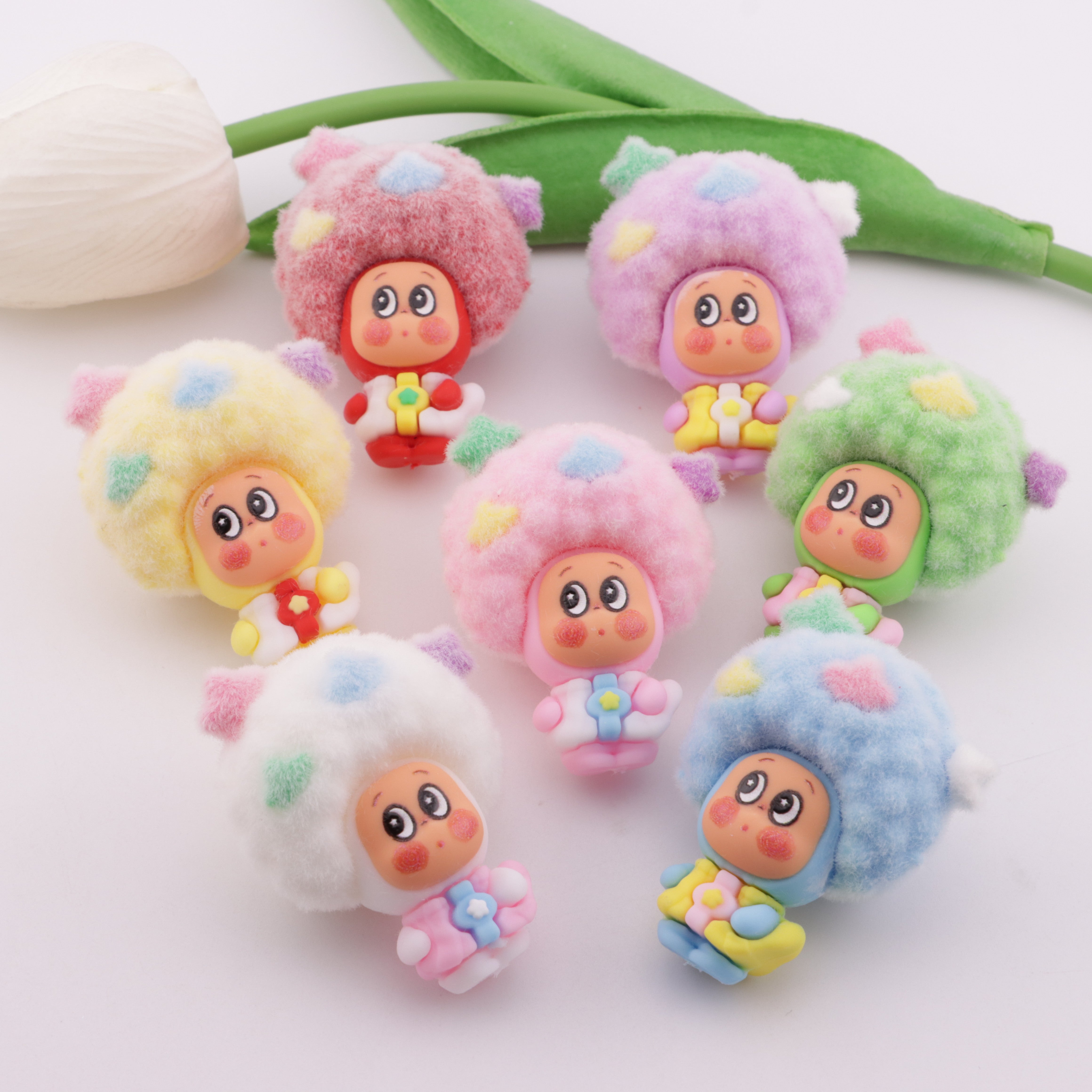 FS6372- 44×35Mm Afro-haired Flocked Alien Star Beads Zoe's DIY Shop