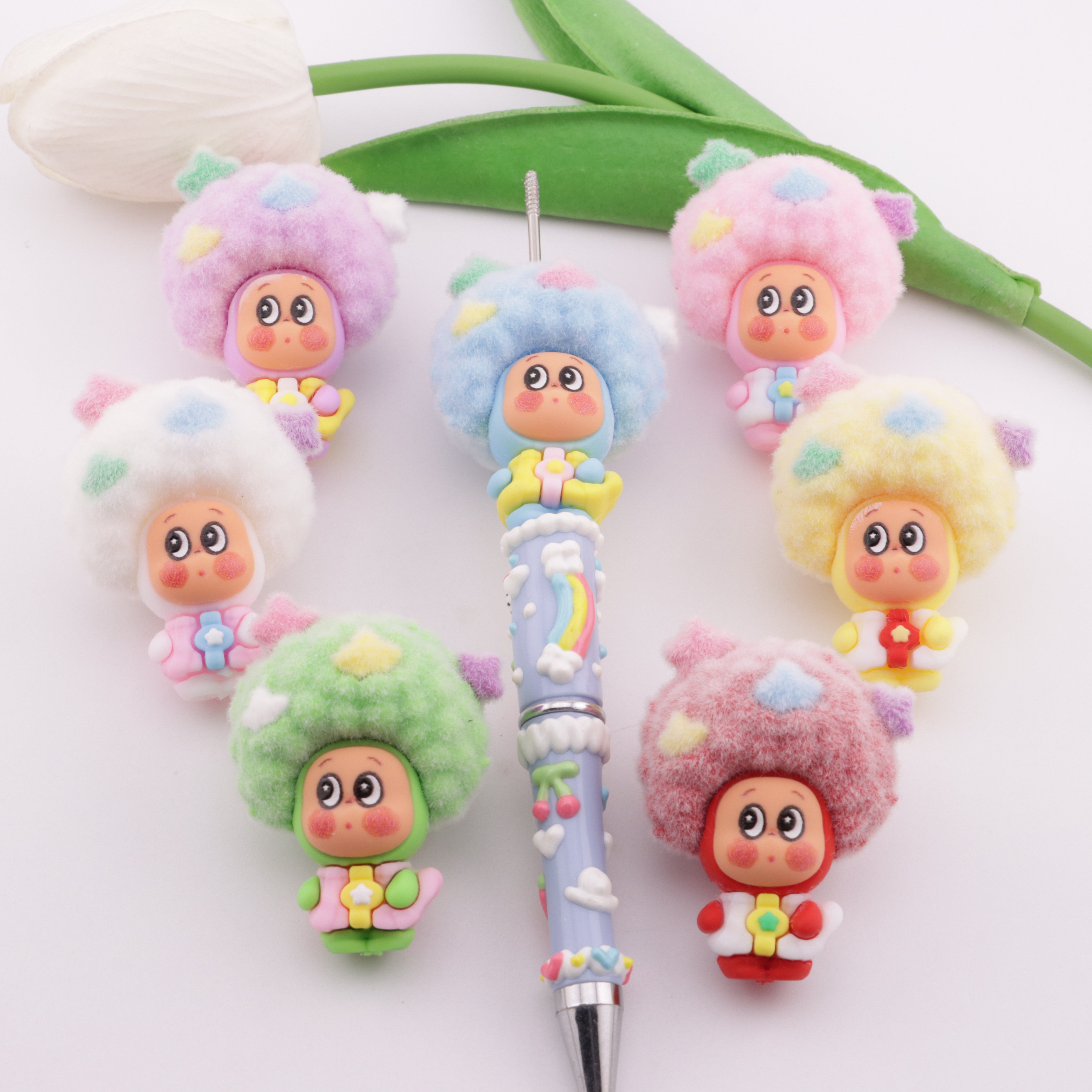 FS6372- 44×35Mm Afro-haired Flocked Alien Star Beads Zoe's DIY Shop