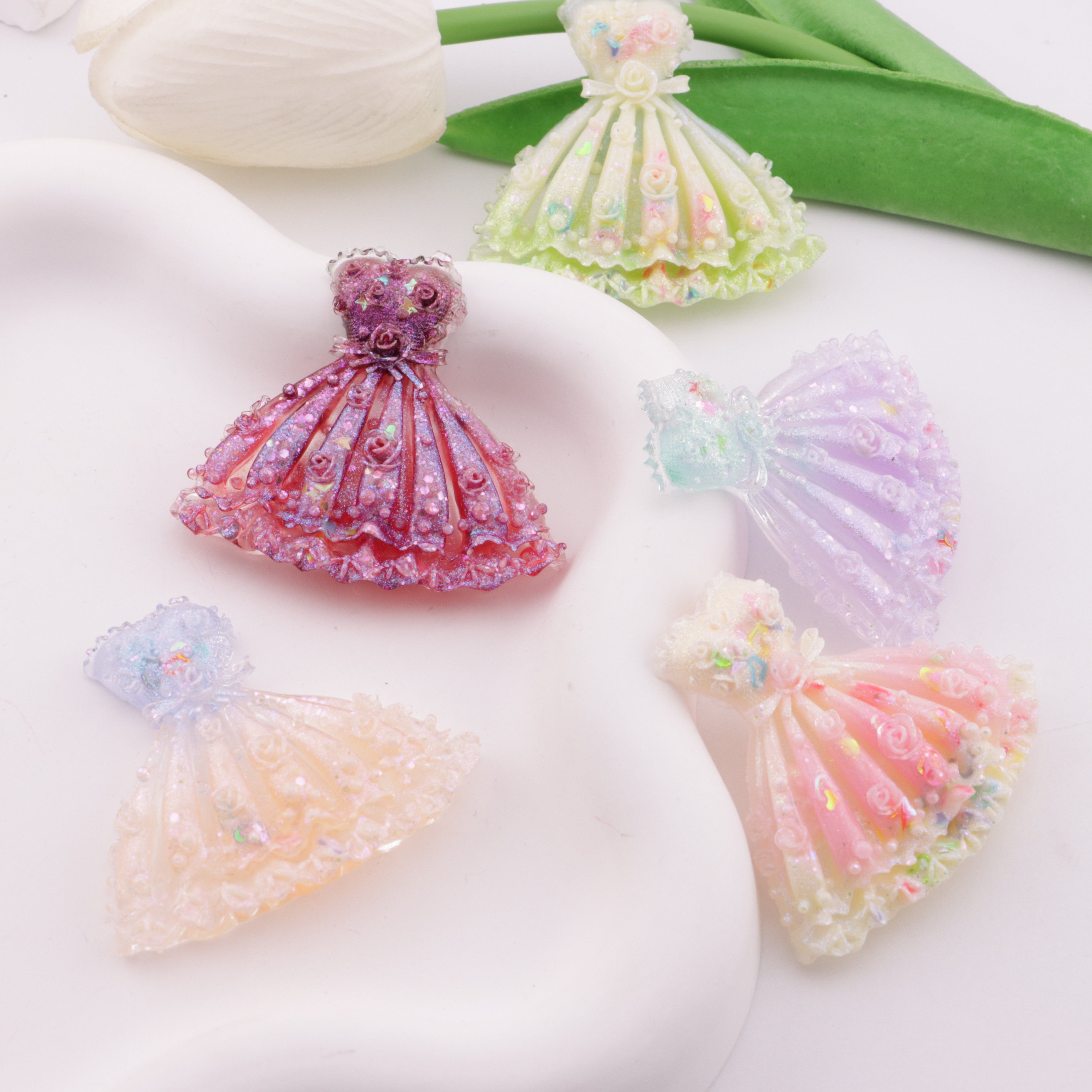 FS6383- 47×41Mm Luminous Rose Dress Charms Zoe's DIY Shop
