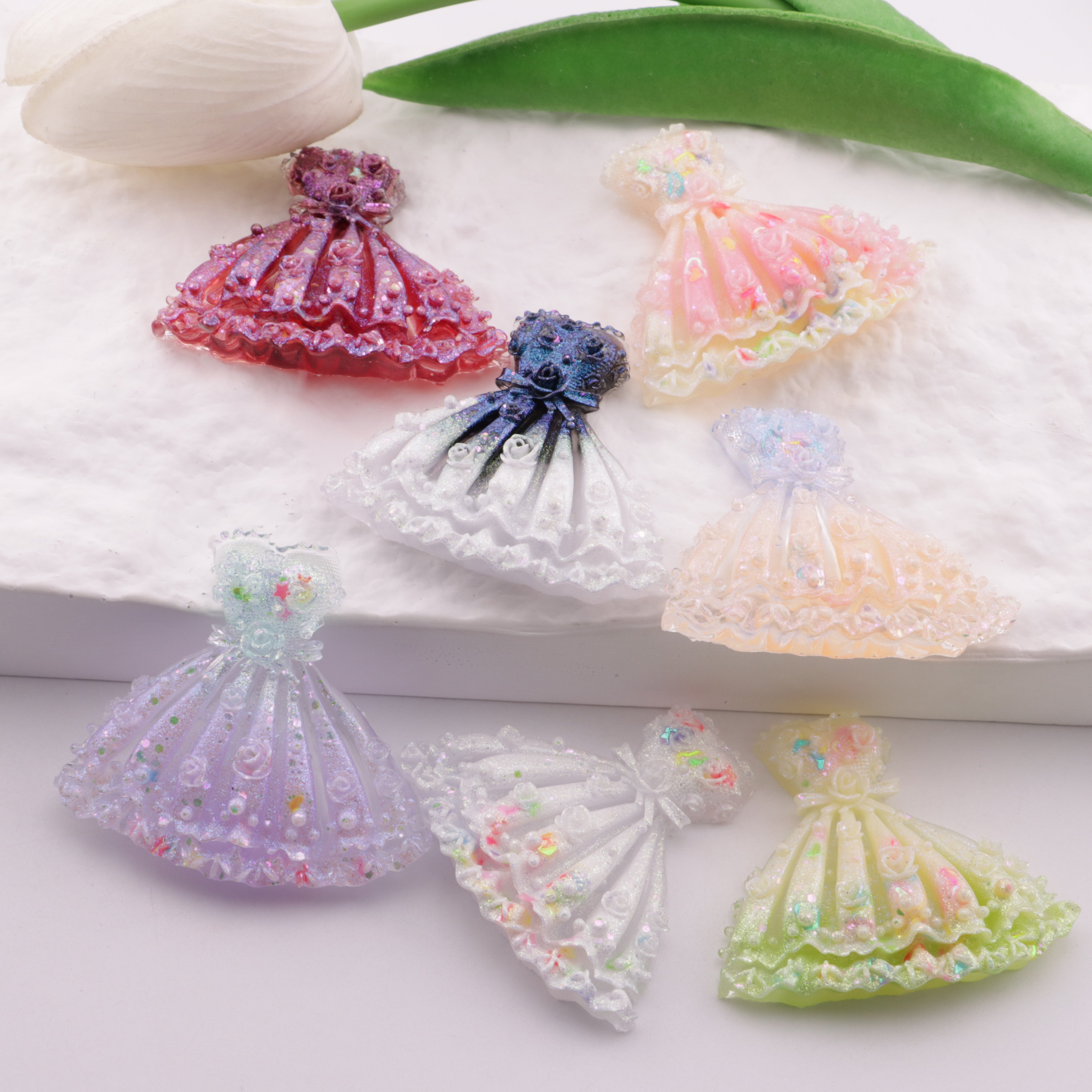 FS6383- 47×41Mm Luminous Rose Dress Charms Zoe's DIY Shop