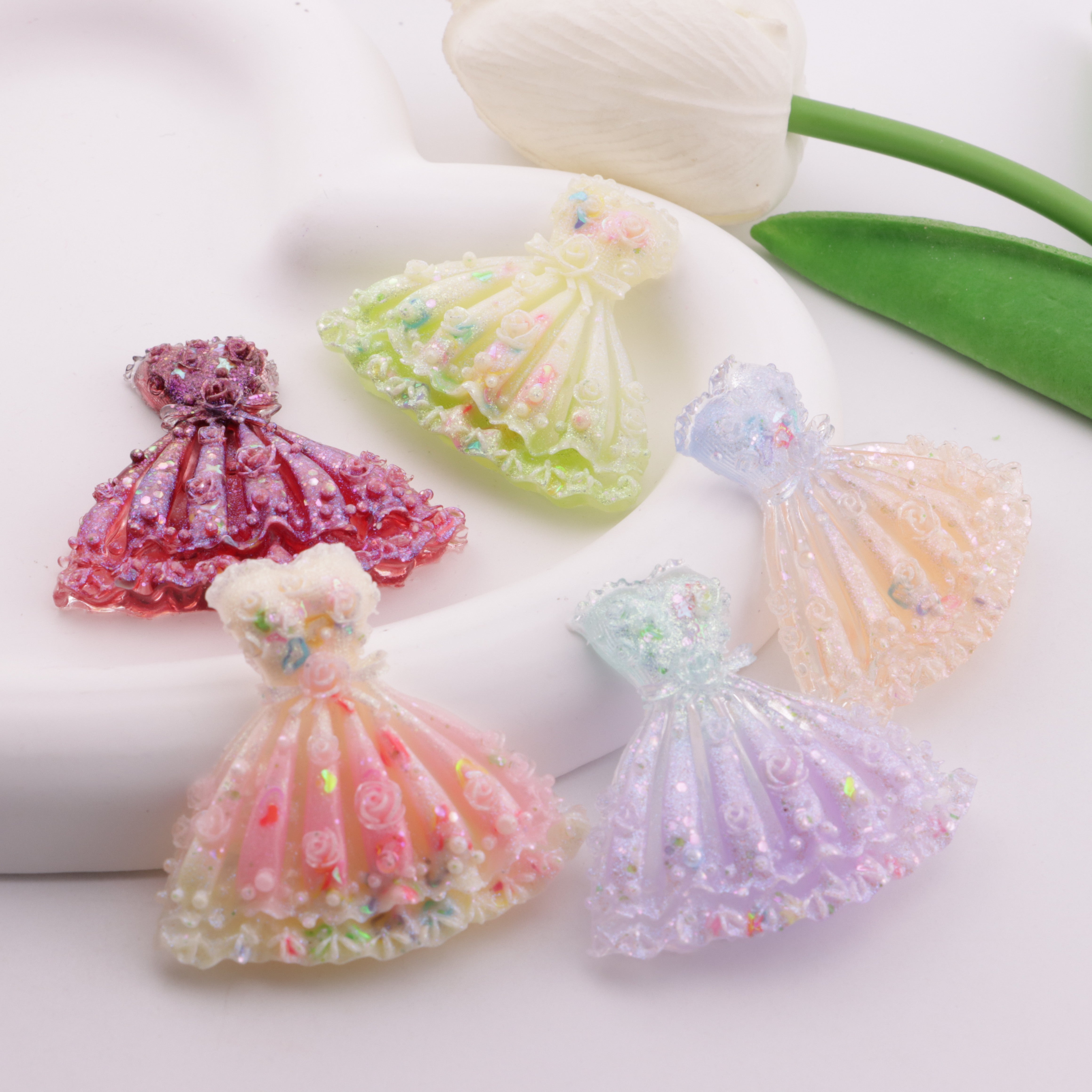 FS6383- 47×41Mm Luminous Rose Dress Charms Zoe's DIY Shop
