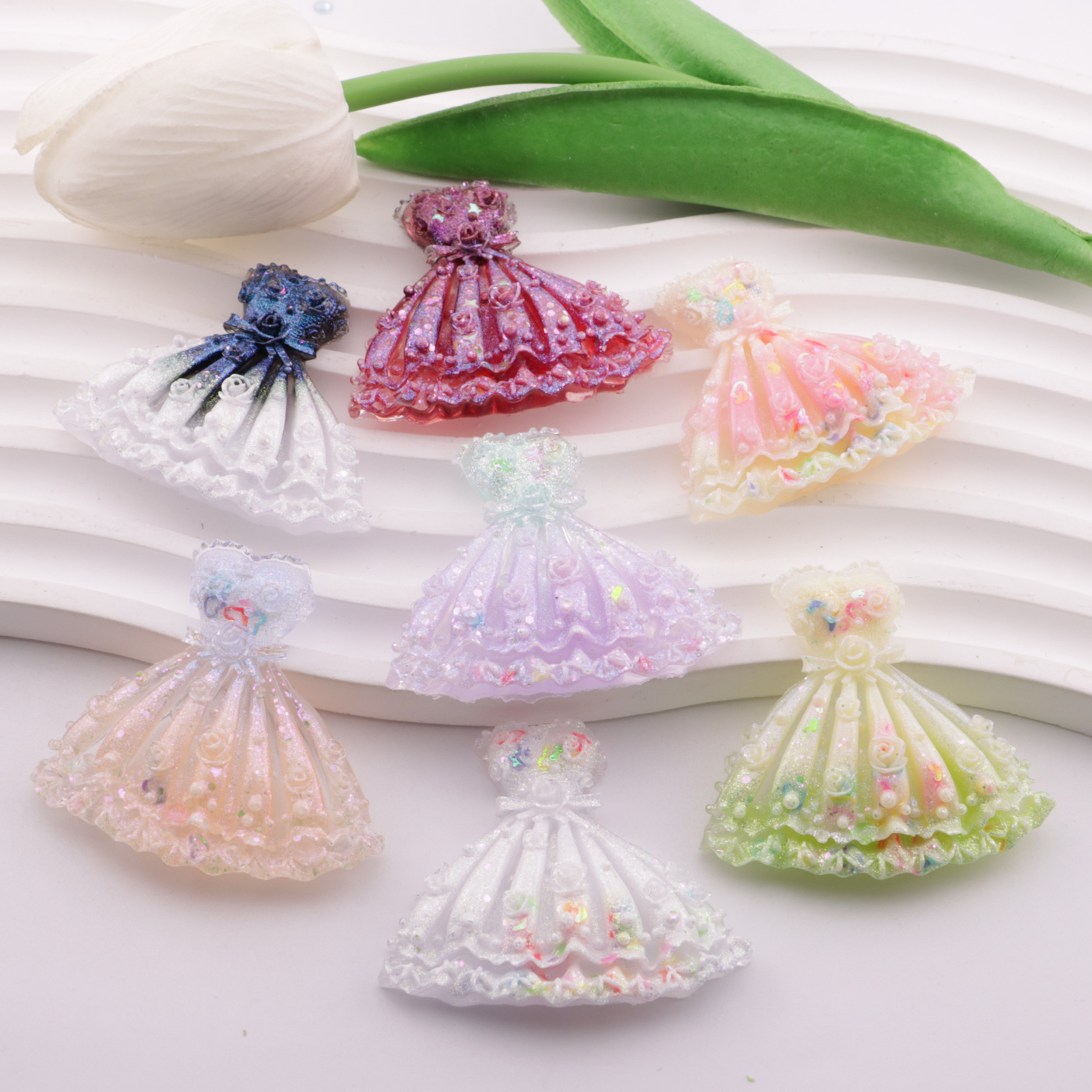 FS6383- 47×41Mm Luminous Rose Dress Charms Zoe's DIY Shop