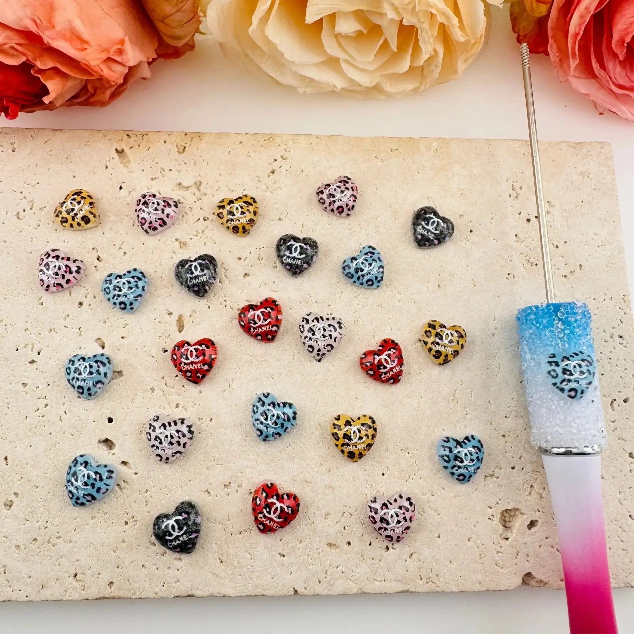 FS6467-About 10mm C Leopard Printed Nail Charms -Zoe DIY Wholesale