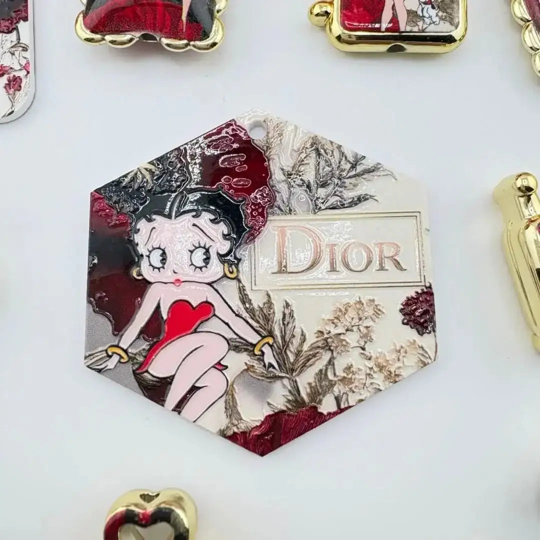 PP10914-Betty Boop Acrylic Printed Beads -Zoe DIY Wholesale