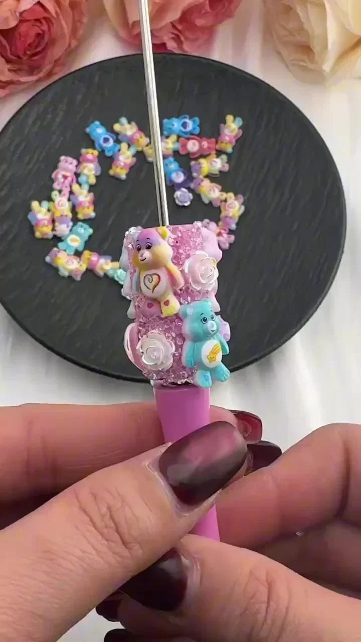 How to Use a Pen Wrap to Decorate a Beadable Pen With Nail Charms and Sugar Diamonds