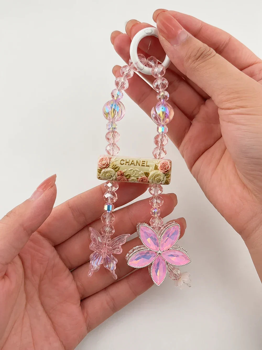 How to Make Bead Keychains: A Pink Flower and Butterfly Desig