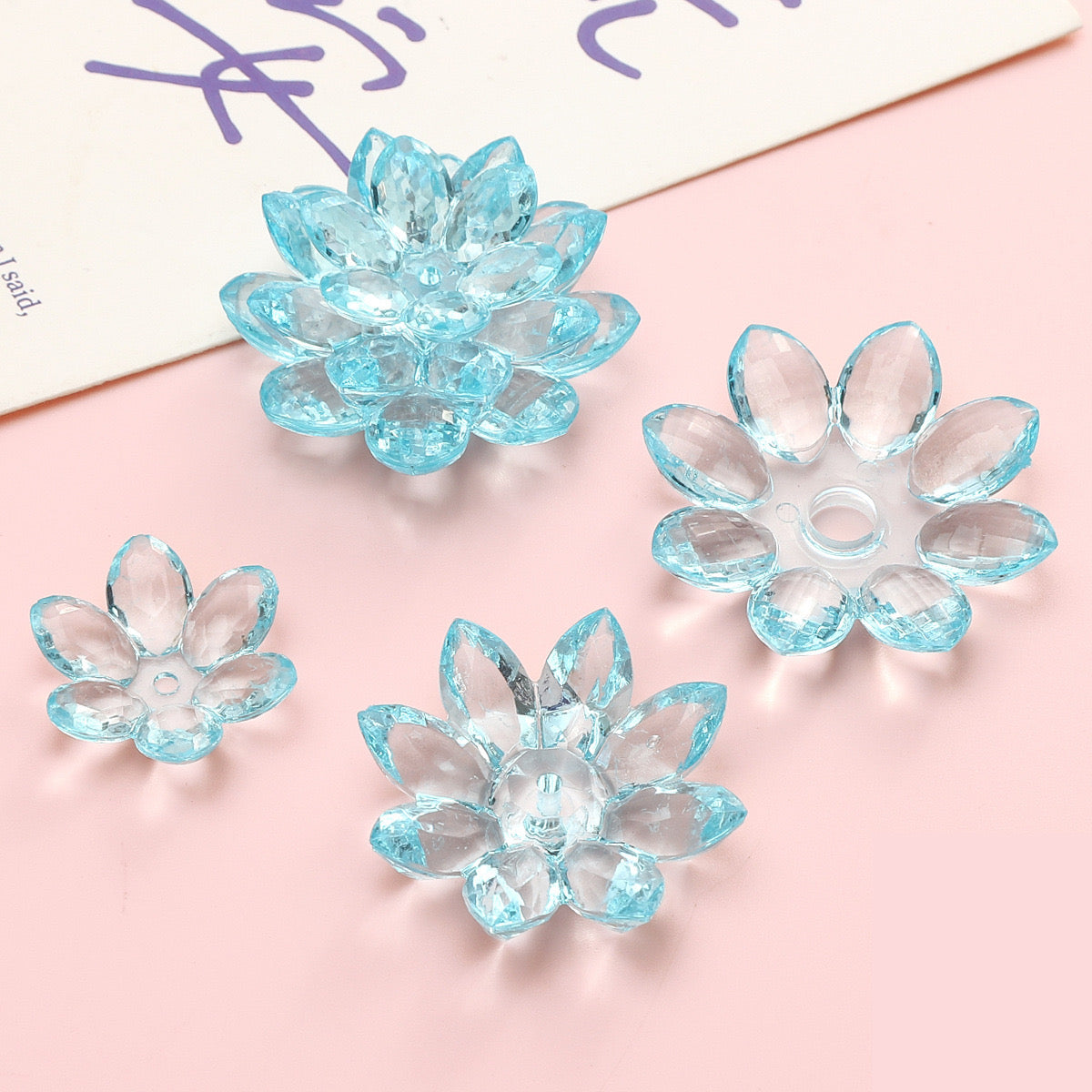 FS2307-Clear Color Lotus Flower (1 Set=24MM Size  +34MM Size +38MM Size )