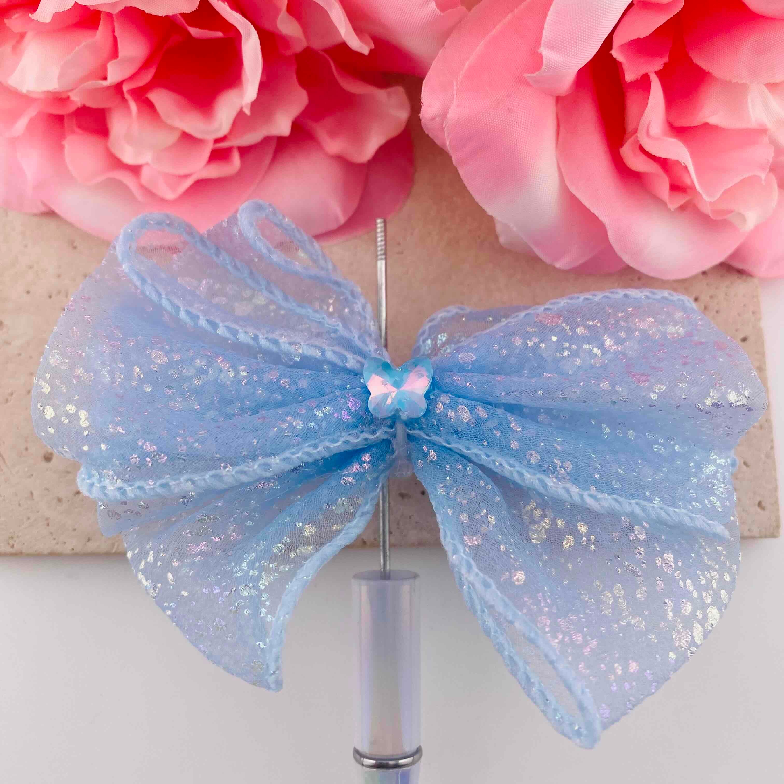 FS19813-About 18*19mm Glitter Tulle Bow Fancy Beads