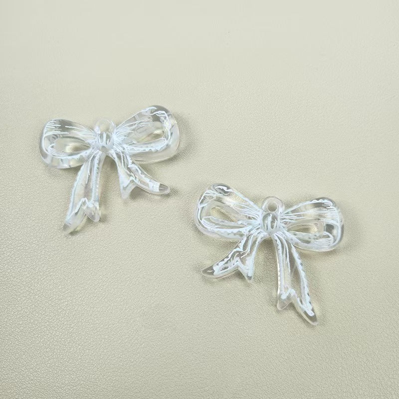 FS5126- 40*49mm Bows Charms Patterned Transparent Bow Pendants