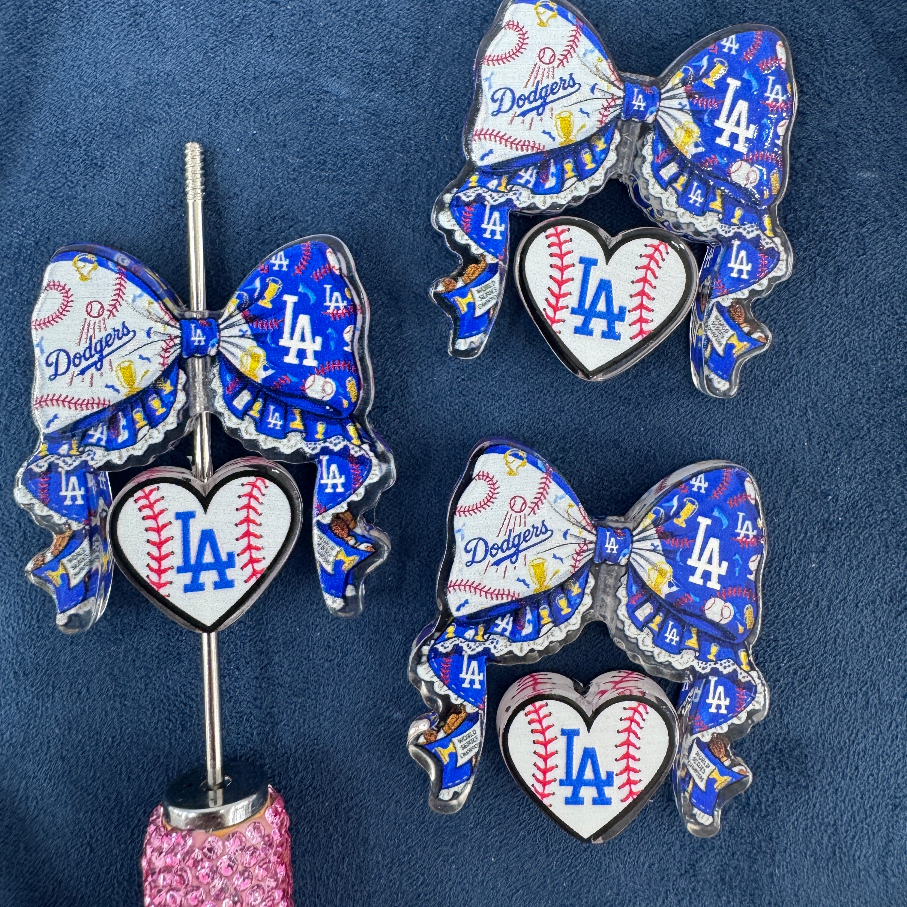 LA Printed Bow Set Acrylic Beads For Beadable Pens Keychain Making