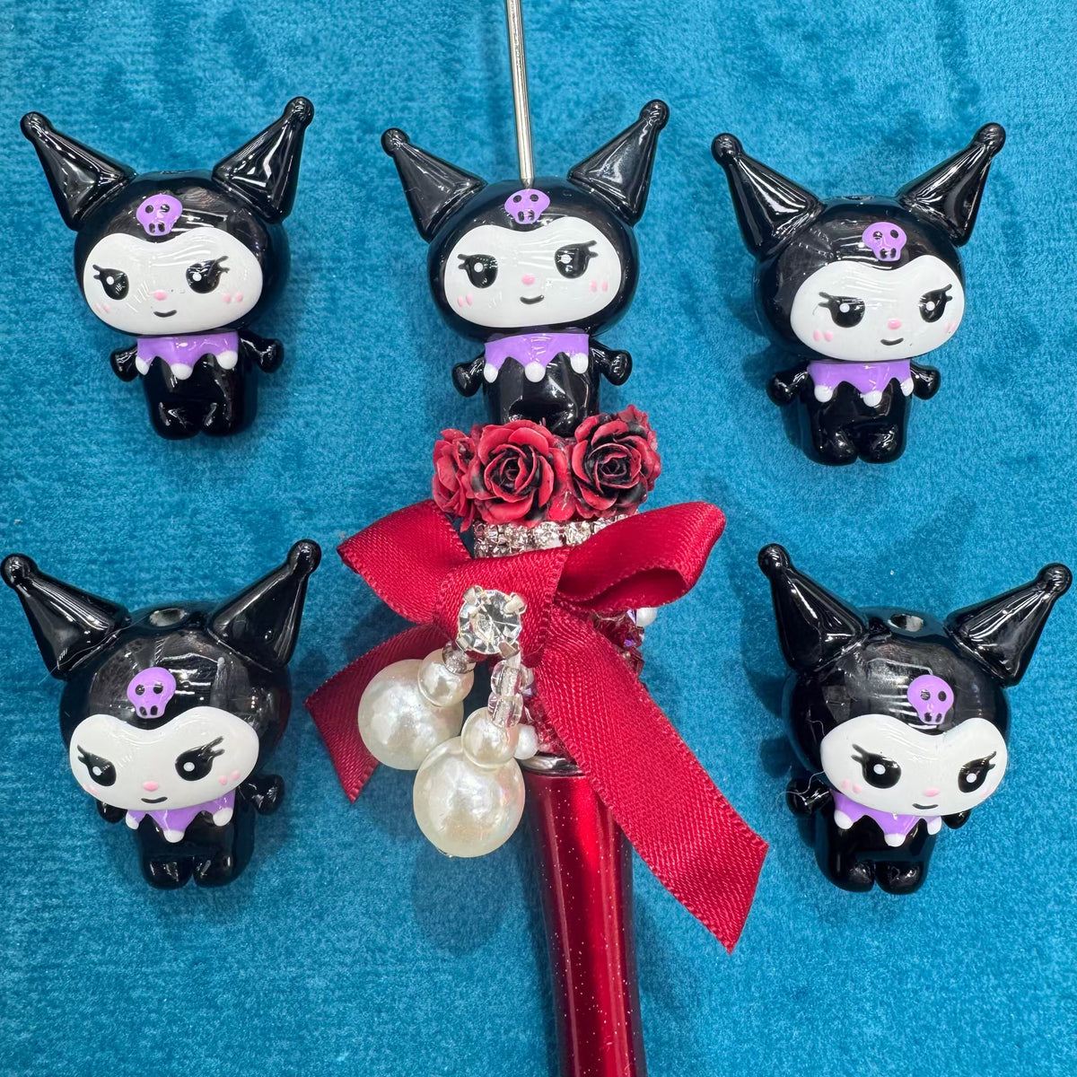 3D kuromi Acrylic Hand Painted Beads For Beadable Pens Keychain Jewelry Making