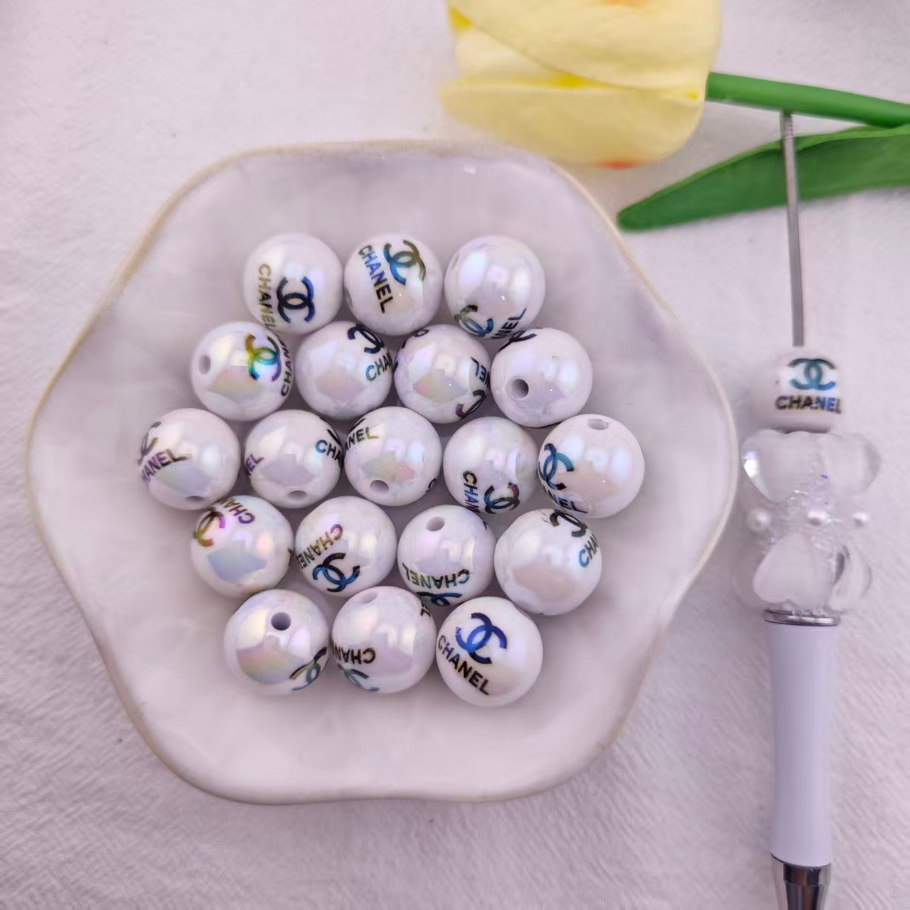 FS6348- 16mm Uv Cc White Beads Real White Round Beads Zoe's DIY Shop