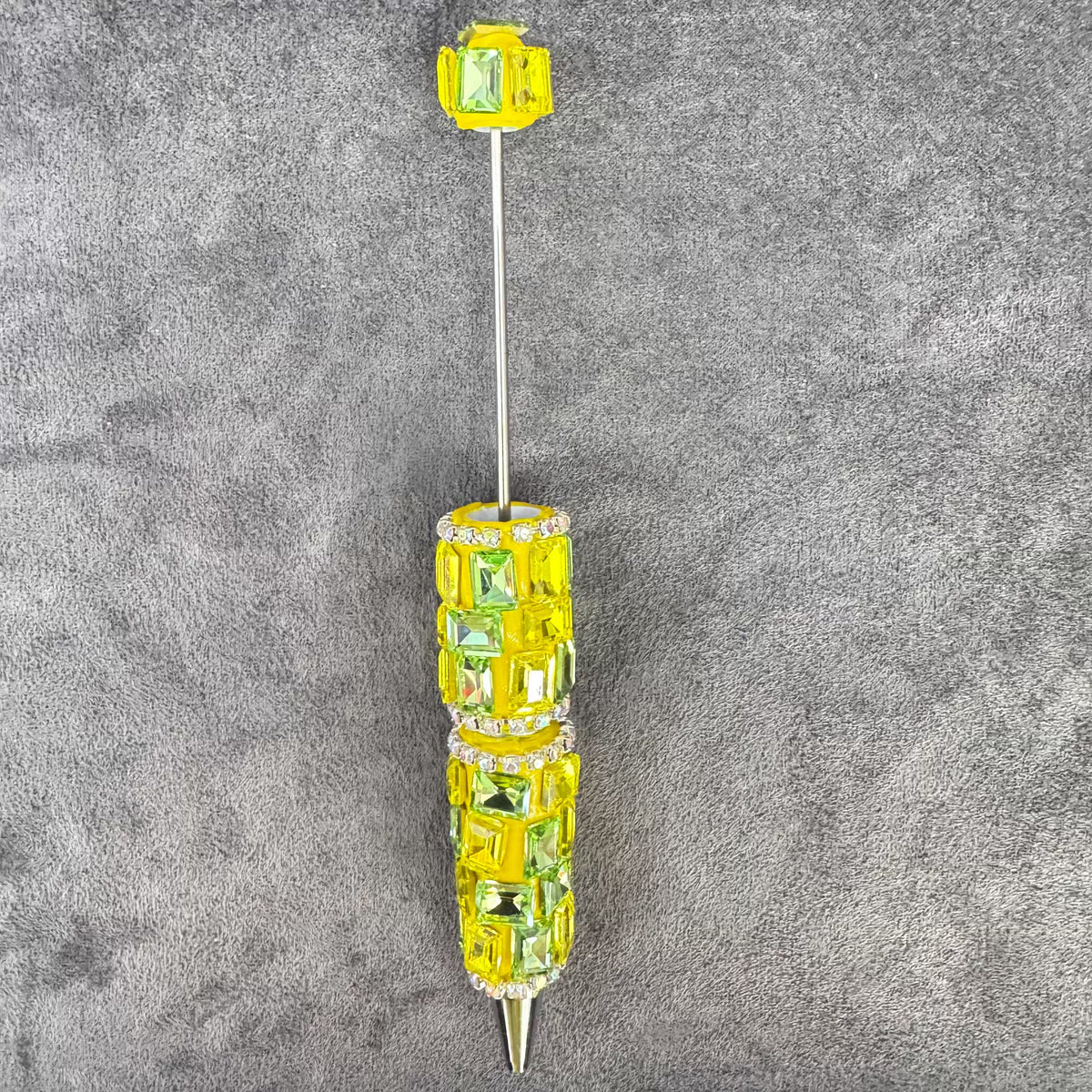 Beadable Pens with Multifaceted Square Crystal, Various Colors