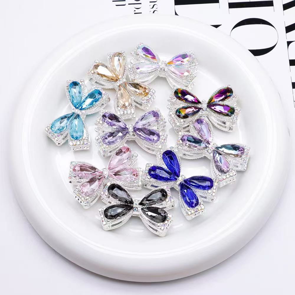 FS4850-About 27×34cm Crystal Glass Rhinestone Bow Metal Beads