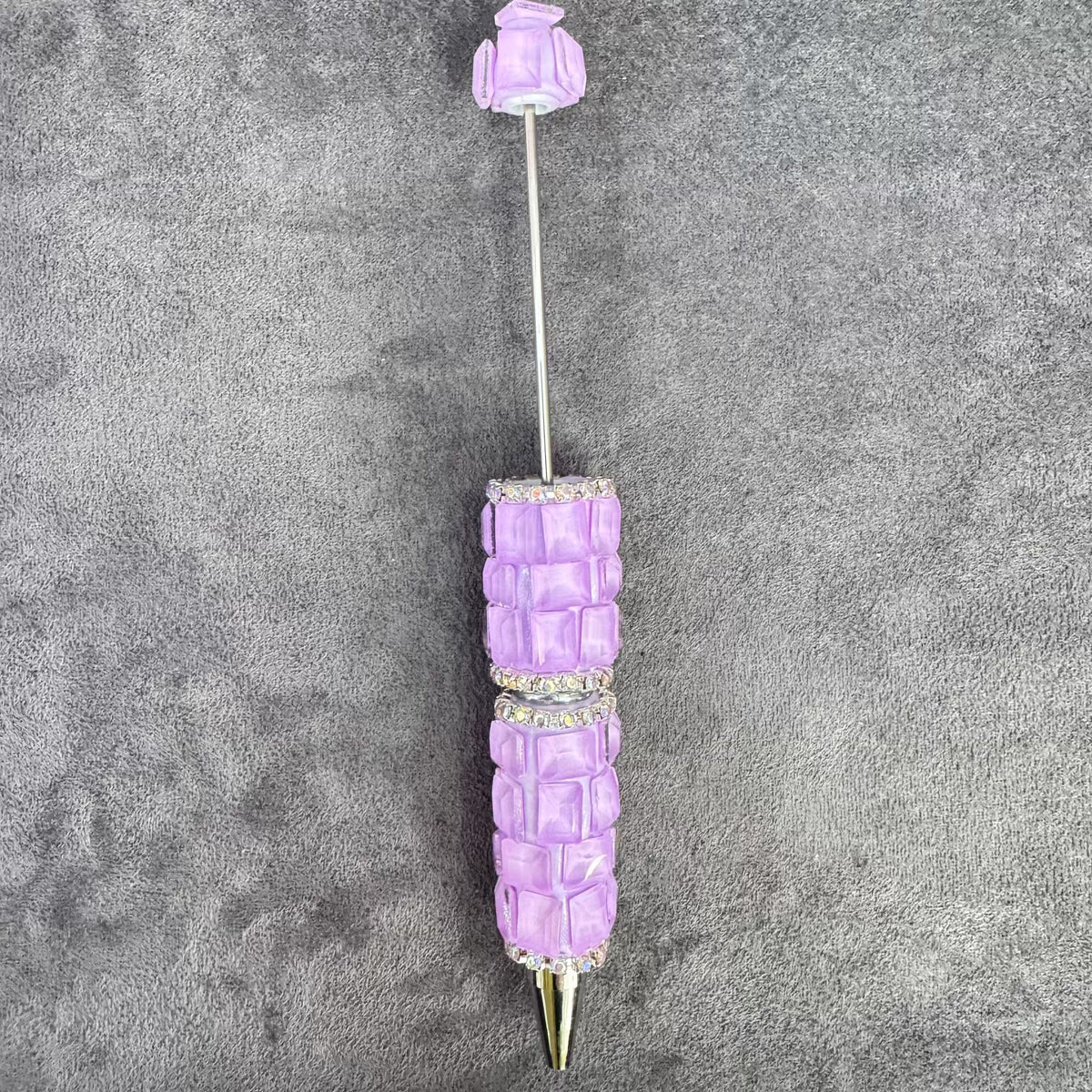 Beadable Pens with Multifaceted Square Crystal, Various Colors