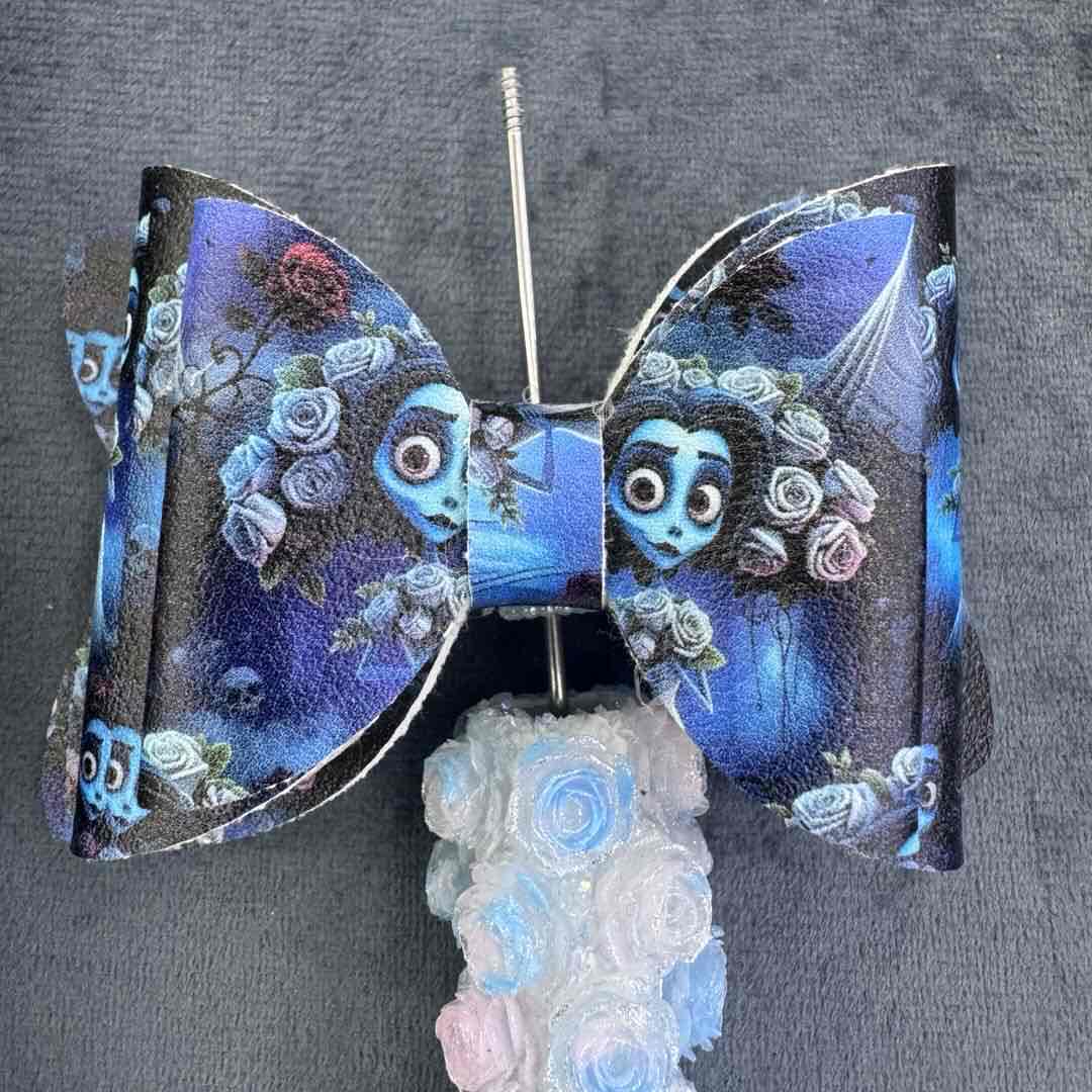 FS20237-Halloween PU Bow Sugar Beads