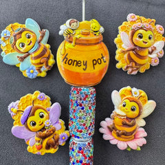 Cartoon Little Bee Acrylic Random Mix DIY Accessories For Pen Toppers