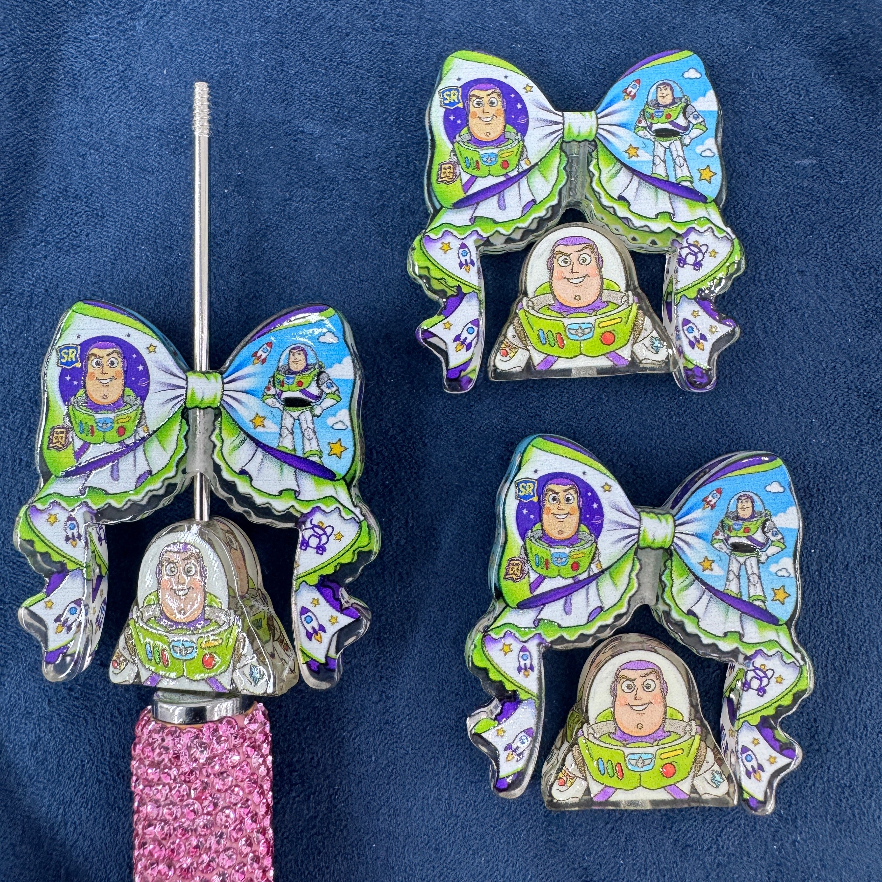 Buzz Printed Bow Acrylic Beads For Beadable Pens Keychain Jewelry Making