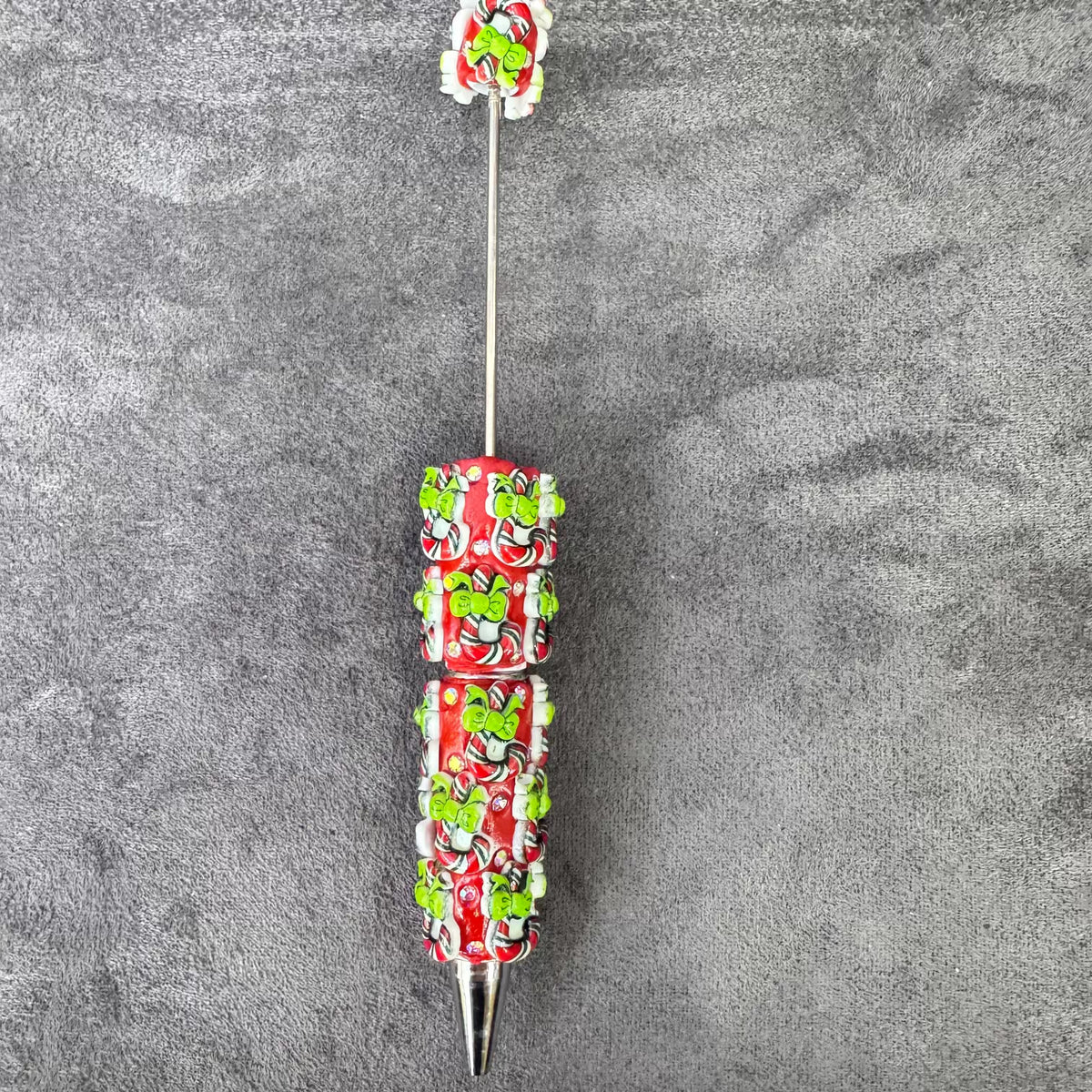 Gingerbread Man Santa Claus Tree and AB Rhinestones Beadable Clay Pens, Christmas Series,Red Clay Base