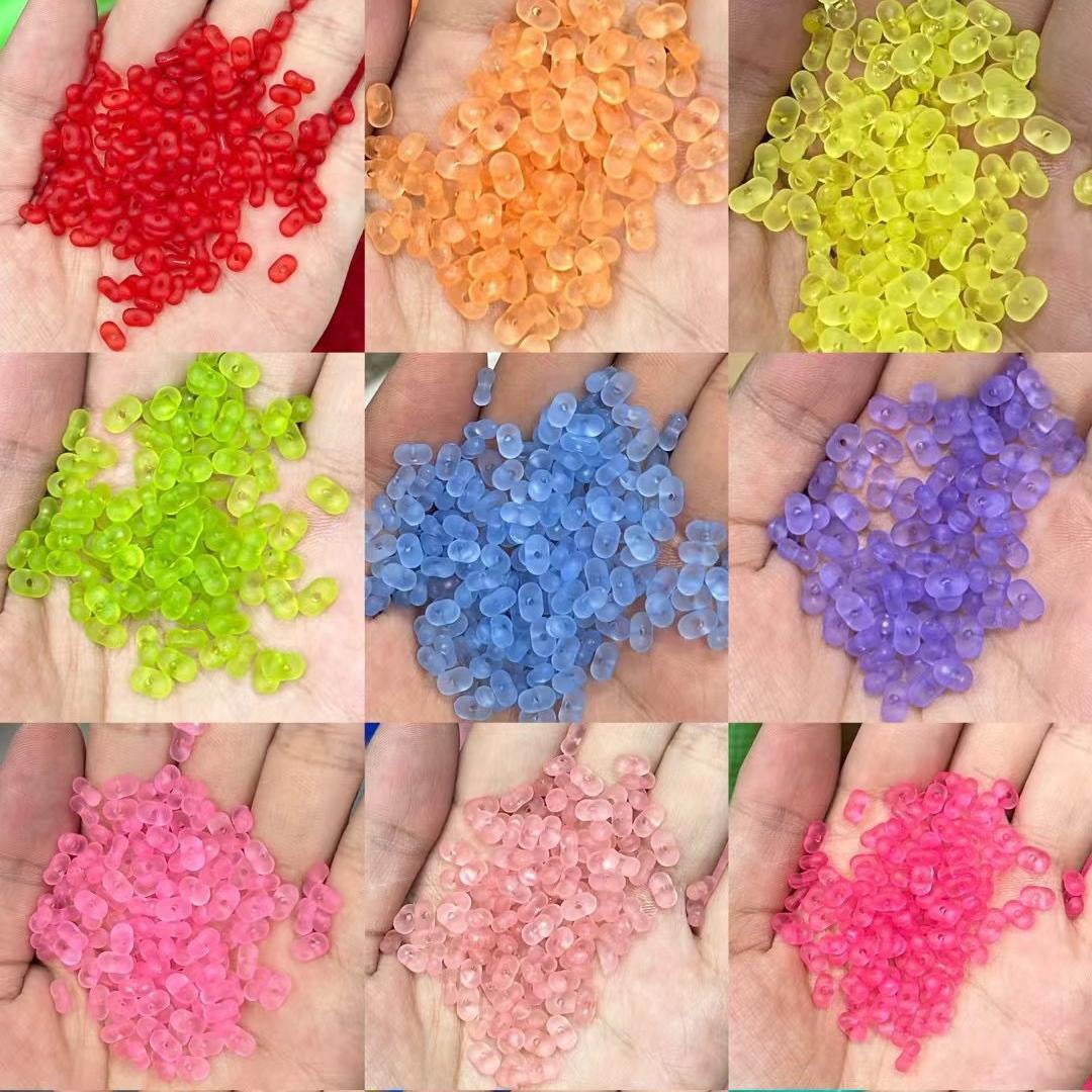 FS2381-3×6mm Clear Frosted Peanut Acrylic Beads For Making Key Chain