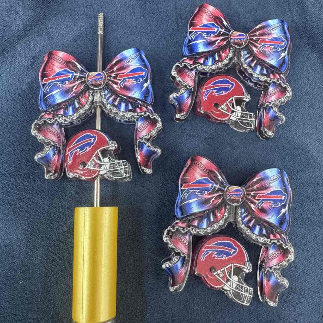 FS20279-Buffalo Bill Football Team Bow Acrylic Focal Beads