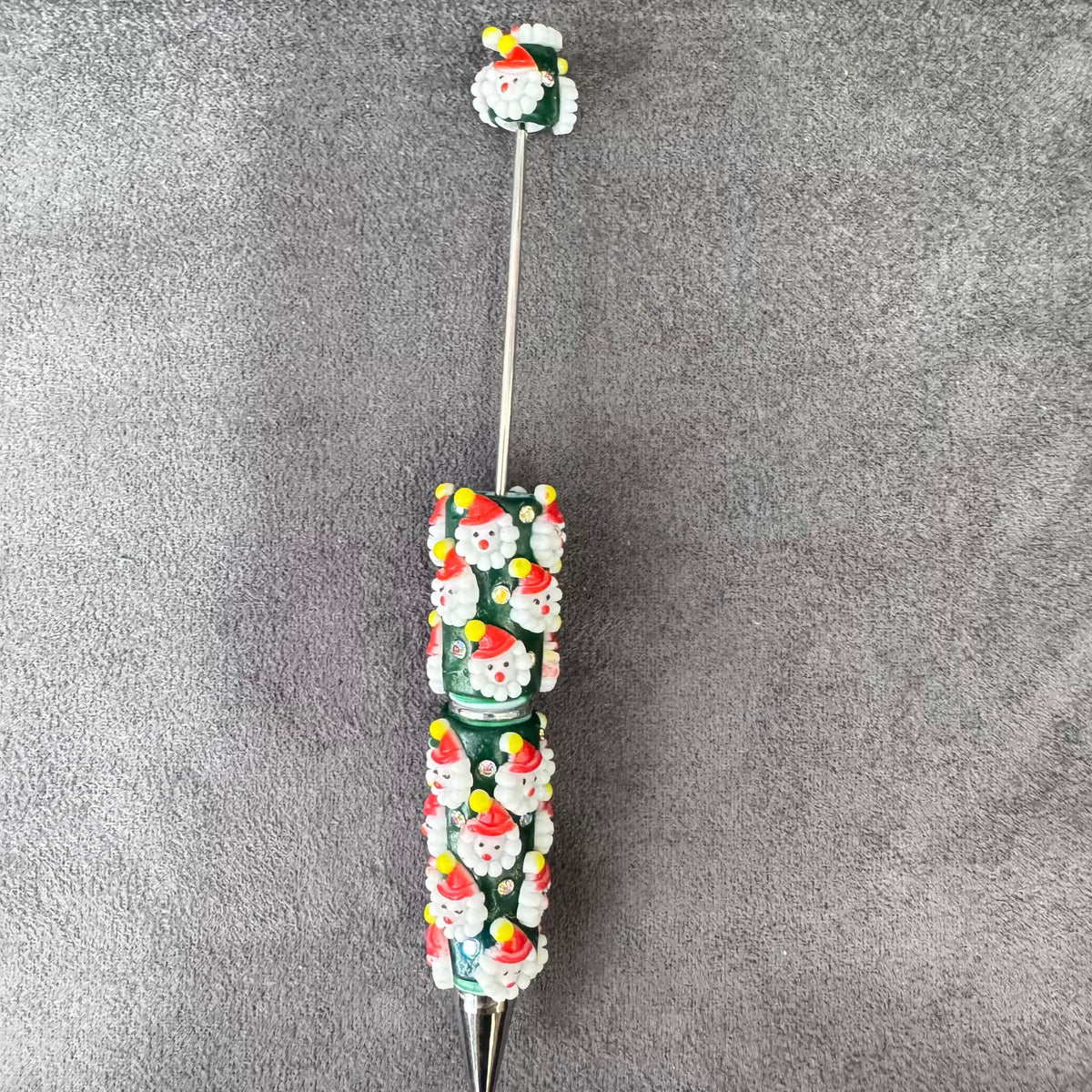 Gingerbread Man Santa Claus Tree and AB Rhinestones Beadable Clay Pens, Christmas Series,Red Clay Base