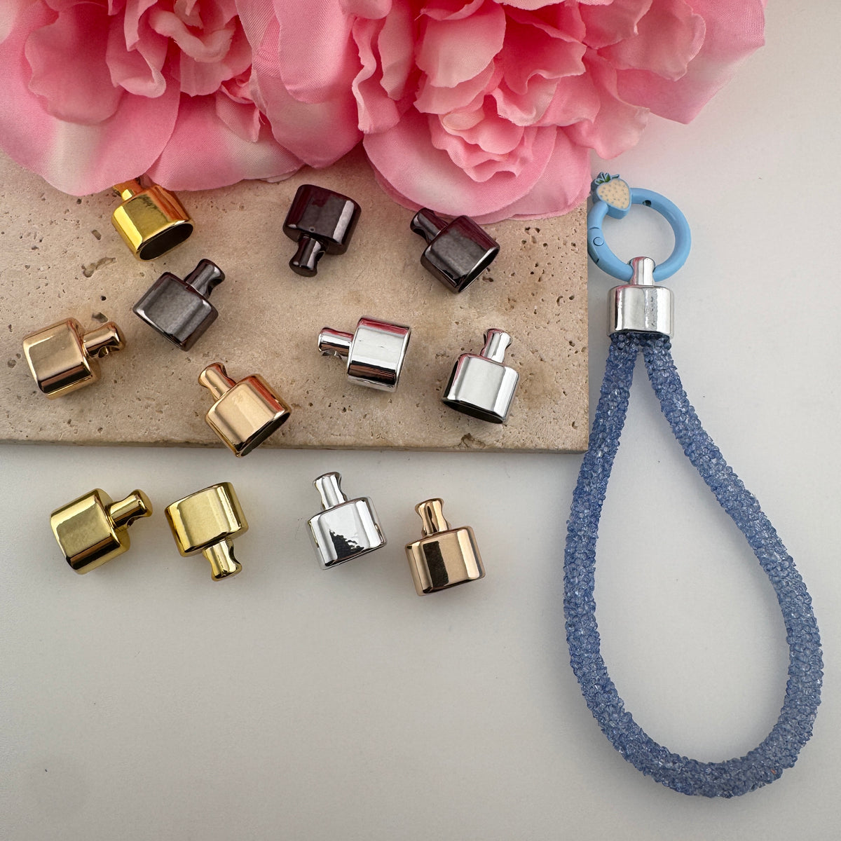 FS20673- Metal Cord End Caps Alloy Rope End Terminators for DIY Keychain Phone Strap Jewelry Making
