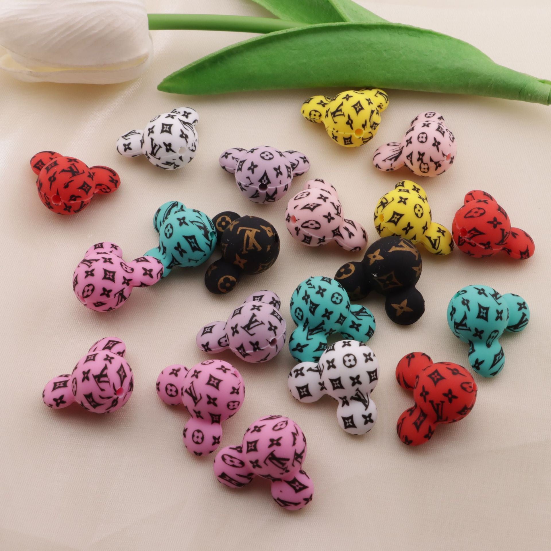 FS1447-About 21mm Mickey Head Printed Silicone Beads