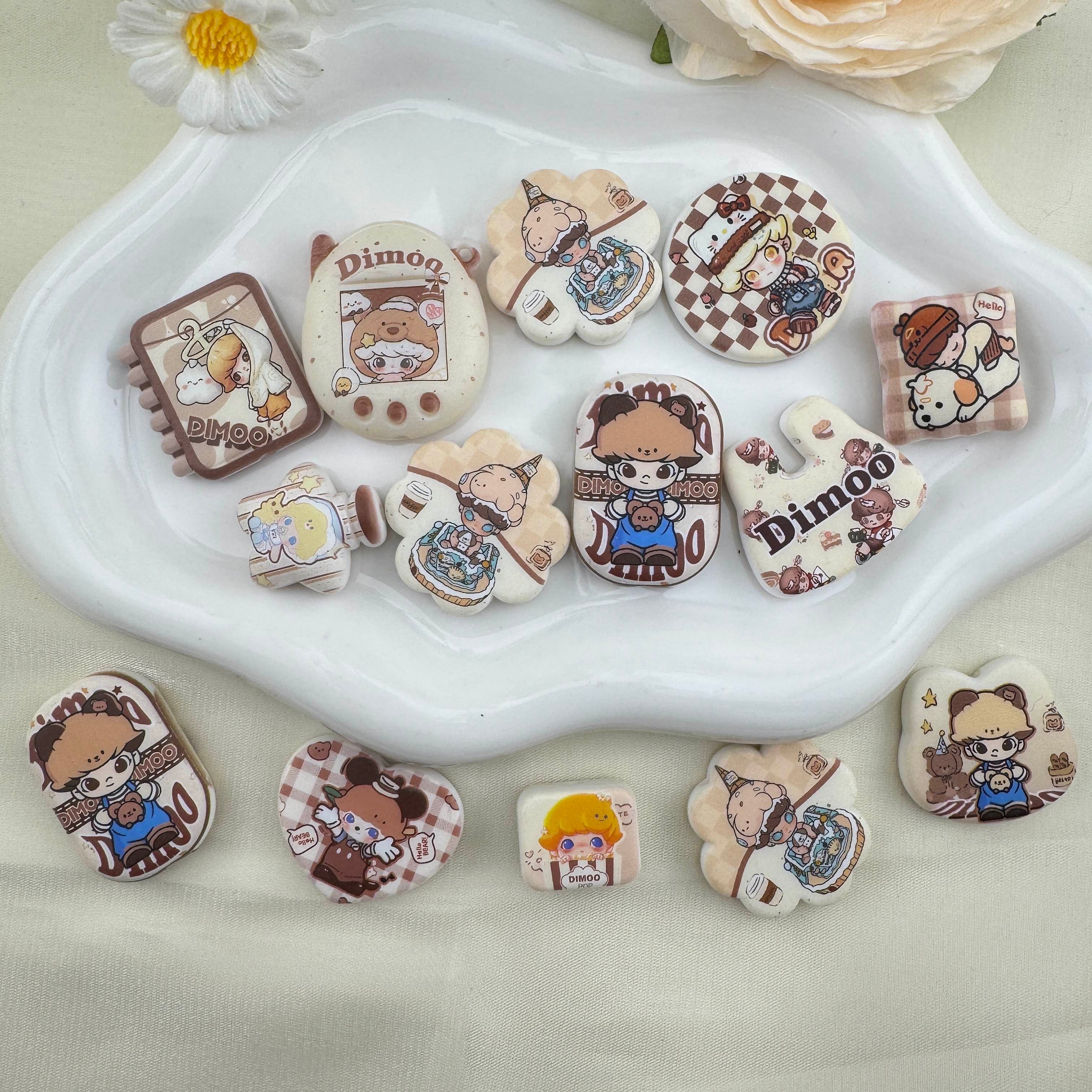 FS6879-Random Mixed Dimoo Printed Acrylic Beads For Making Keychain Jewelry Making Zoe DIY Wholesale