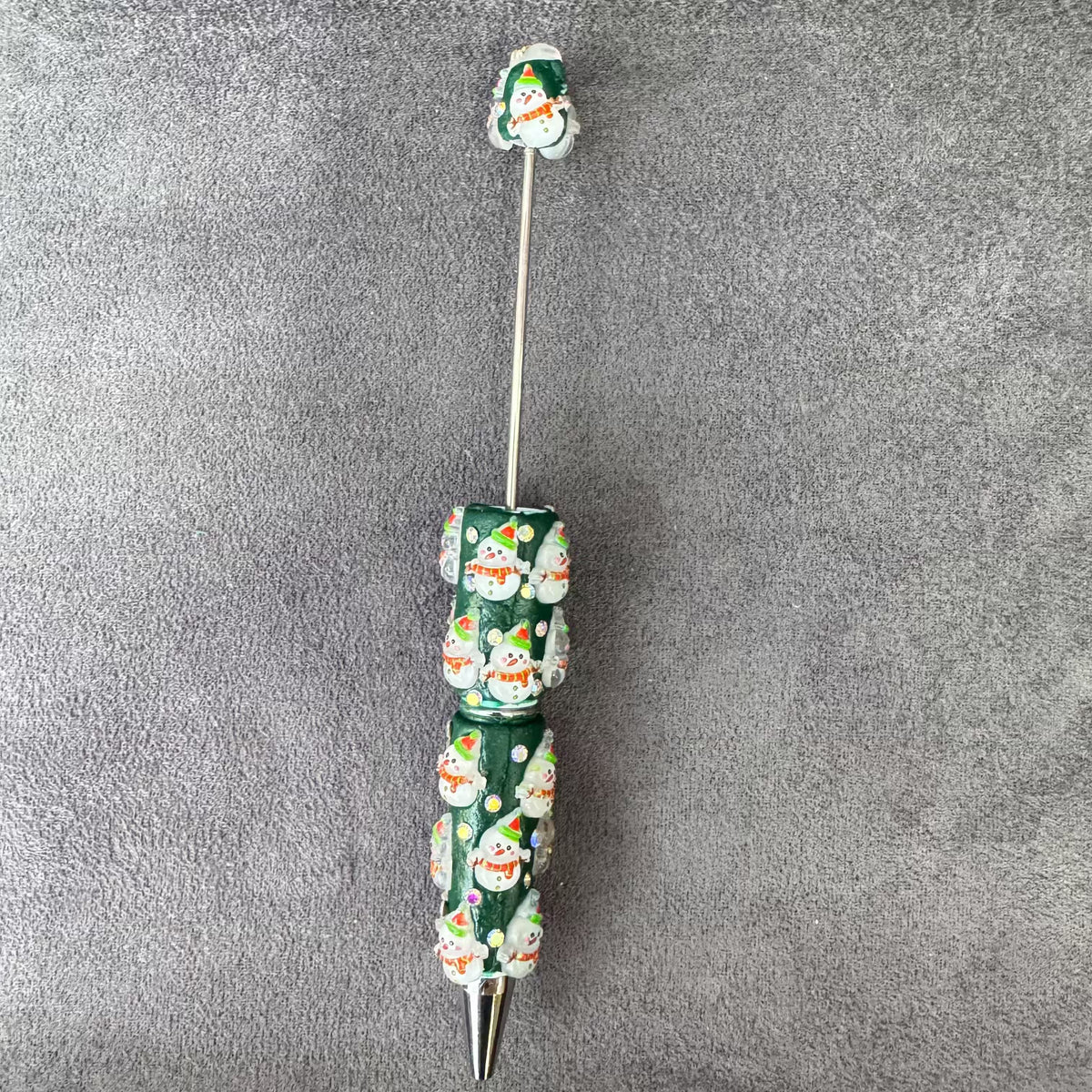 Gingerbread Man Santa Claus Tree and AB Rhinestones Beadable Clay Pens, Christmas Series,Red Clay Base