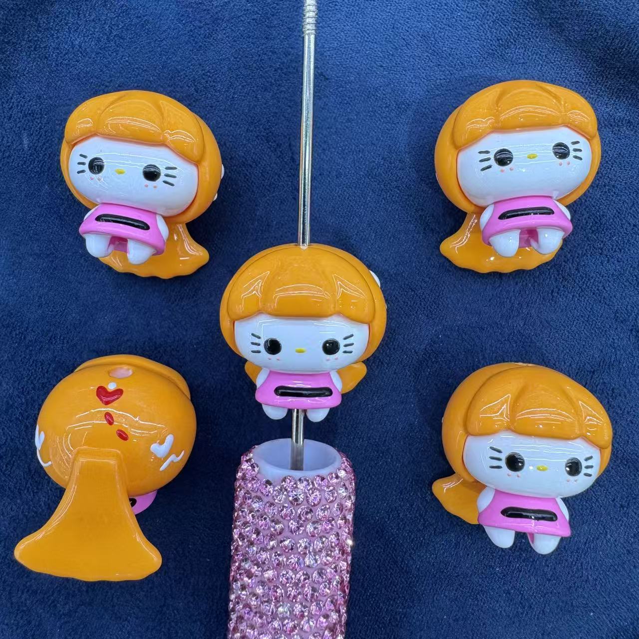 3D Handpainted Acrylic Beads, suitable for making key pendants
