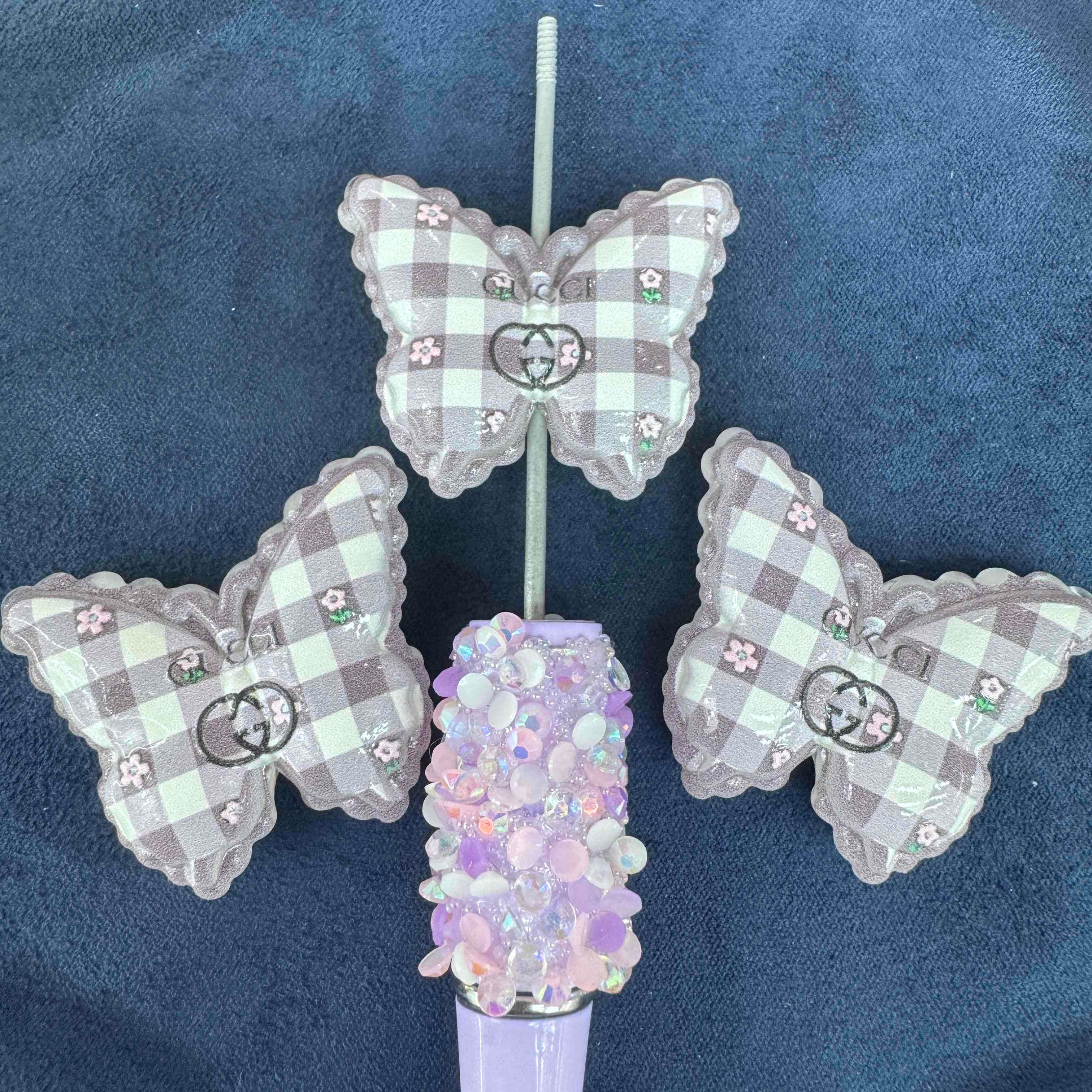 FS20301-Plaid Butterfly Acrylic Focal Beads
