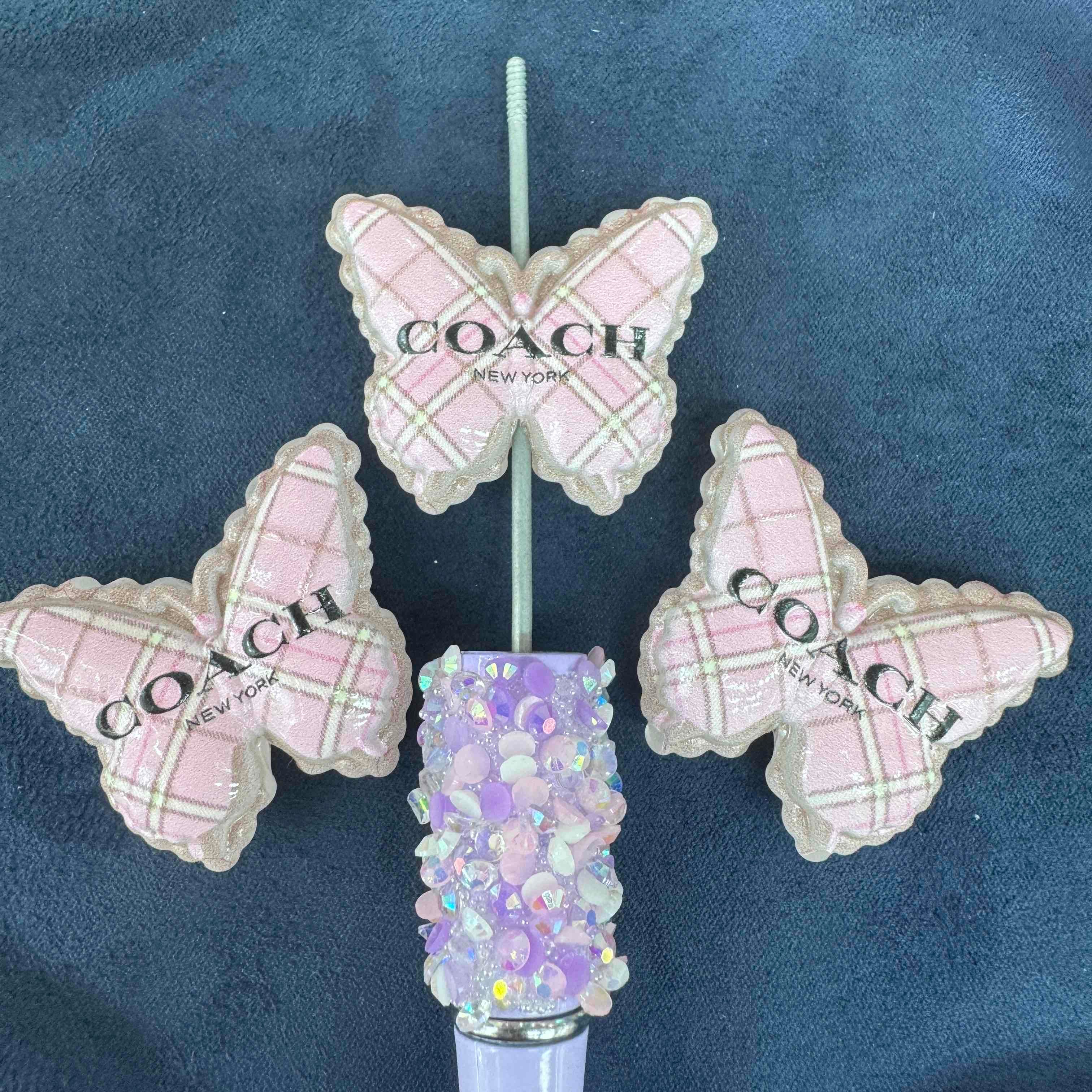 FS20300-Plaid Style Butterfly Acrylic Focal Beads