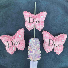 FS20303-Plaid Style Butterfly Acrylic Focal Beads