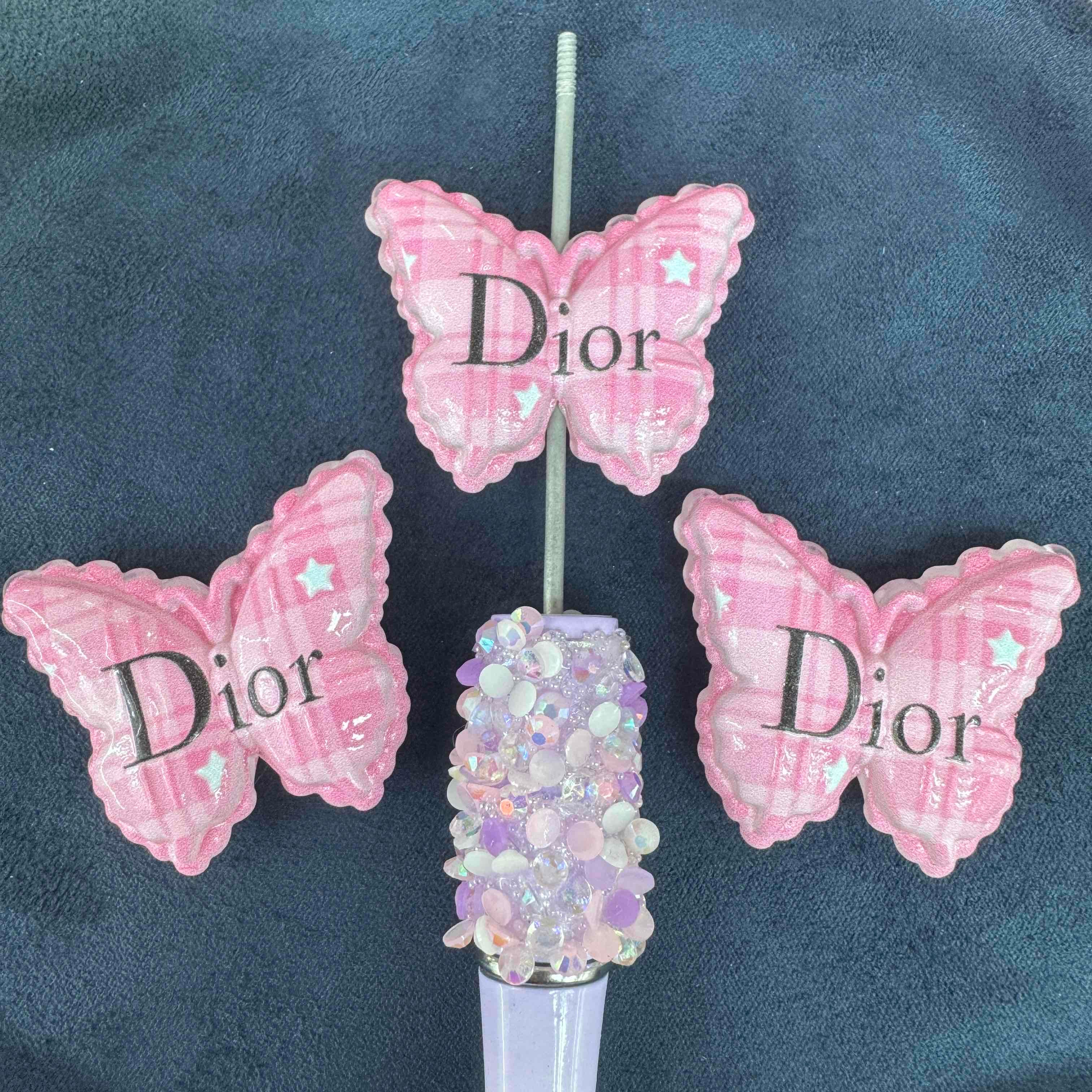 FS20303-Plaid Style Butterfly Acrylic Focal Beads
