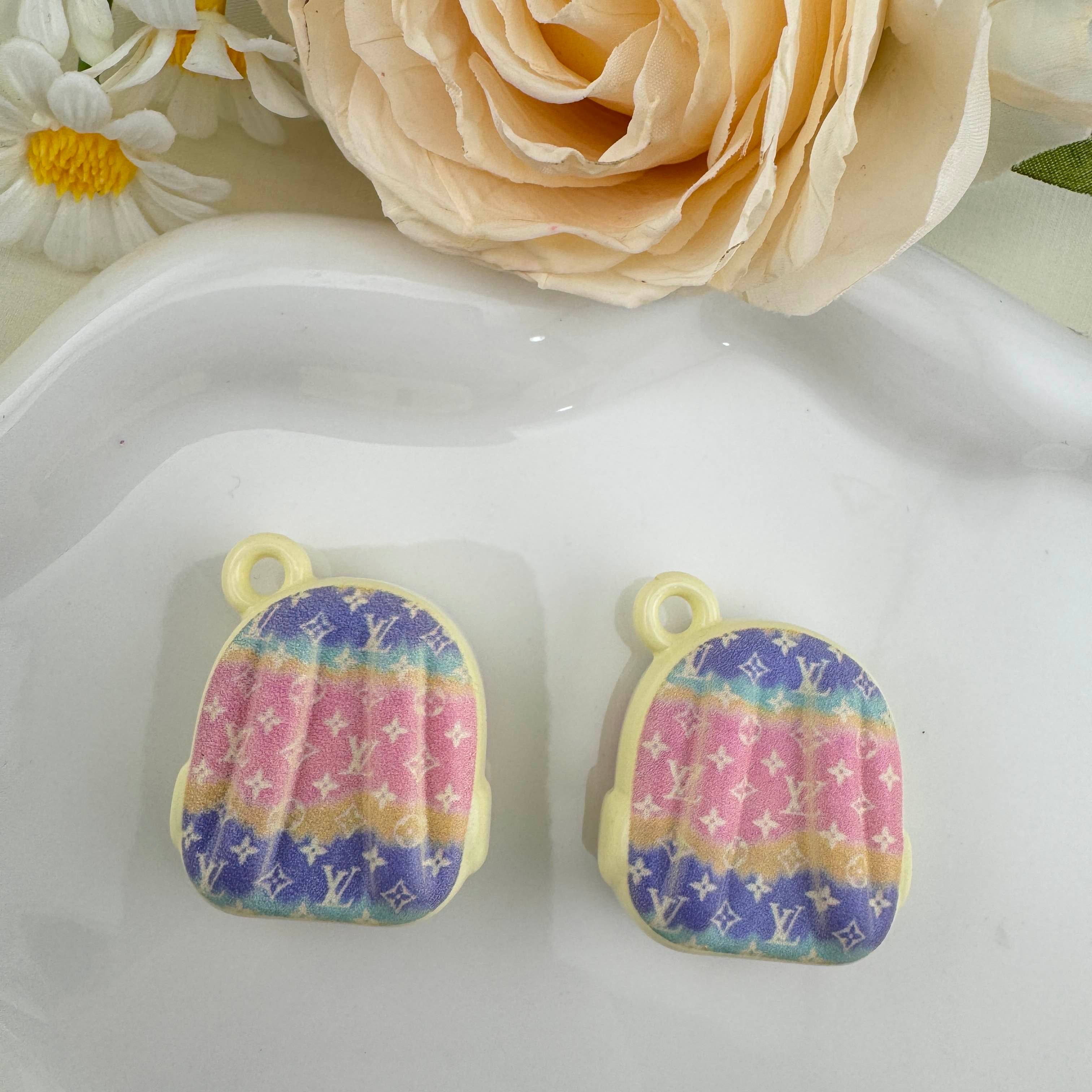 FS6831-About 27×29mm Random Mixed 3D School Bag Acrylic Beads Fit For Beadable Pens Zoe DIY Wholesale