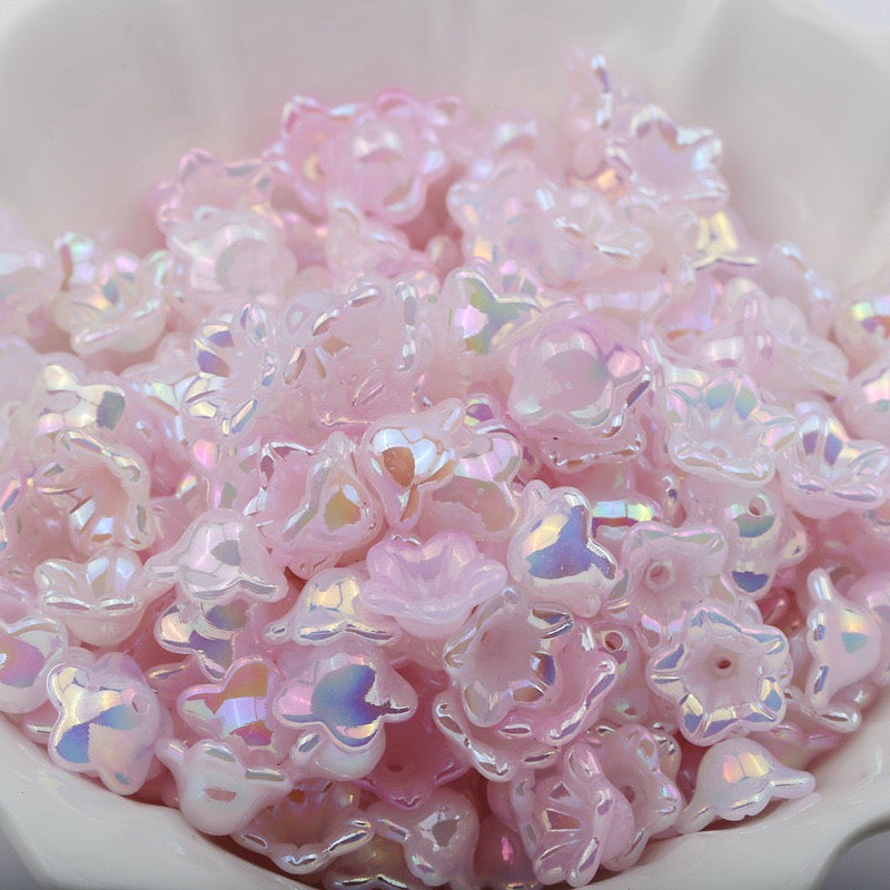 FS2282-7*12mm AB Gradient Color Valley Of Lily Flower Acrylic Beads For Making Car Hangers