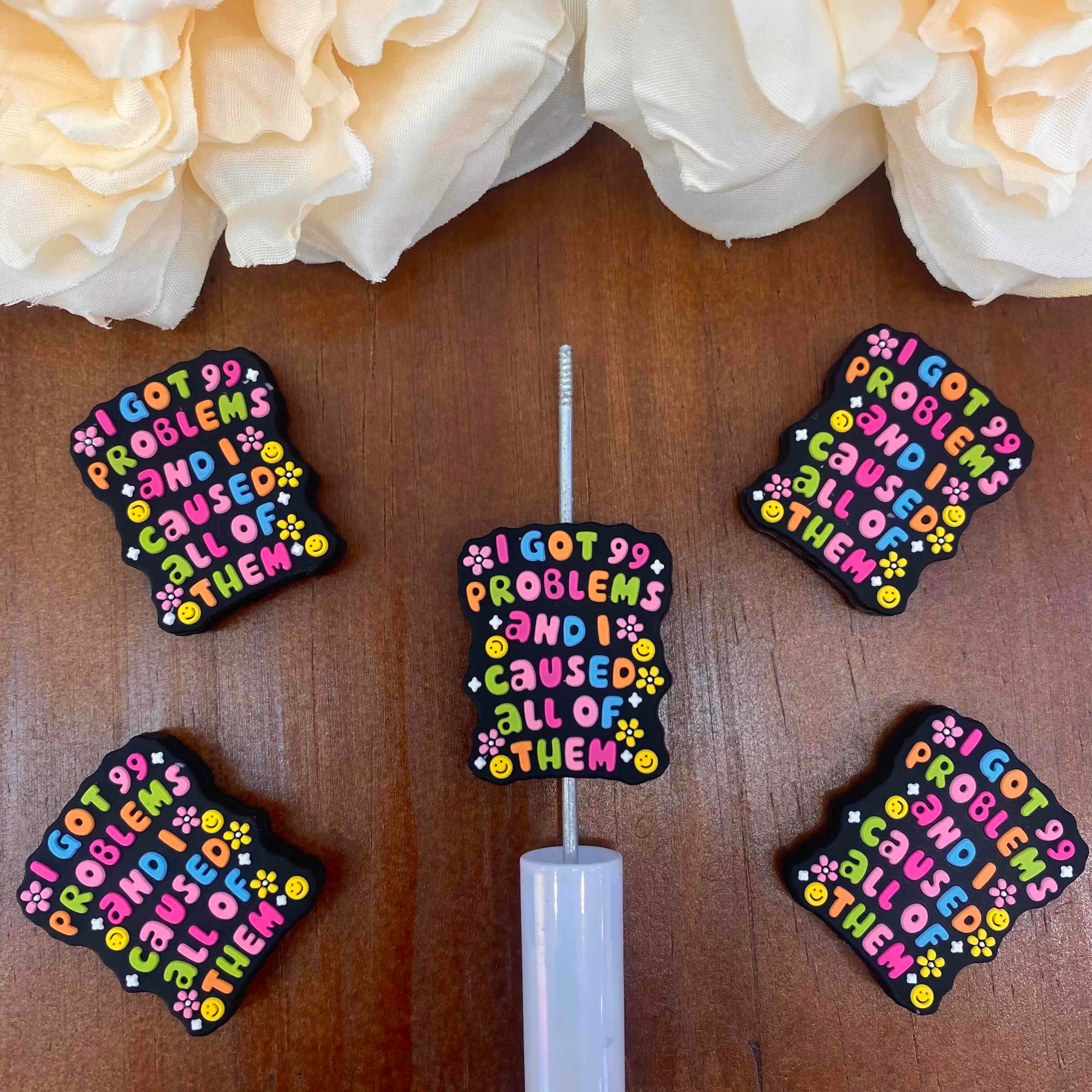 FS20362-Phrase Flat Silicone Focal Beads