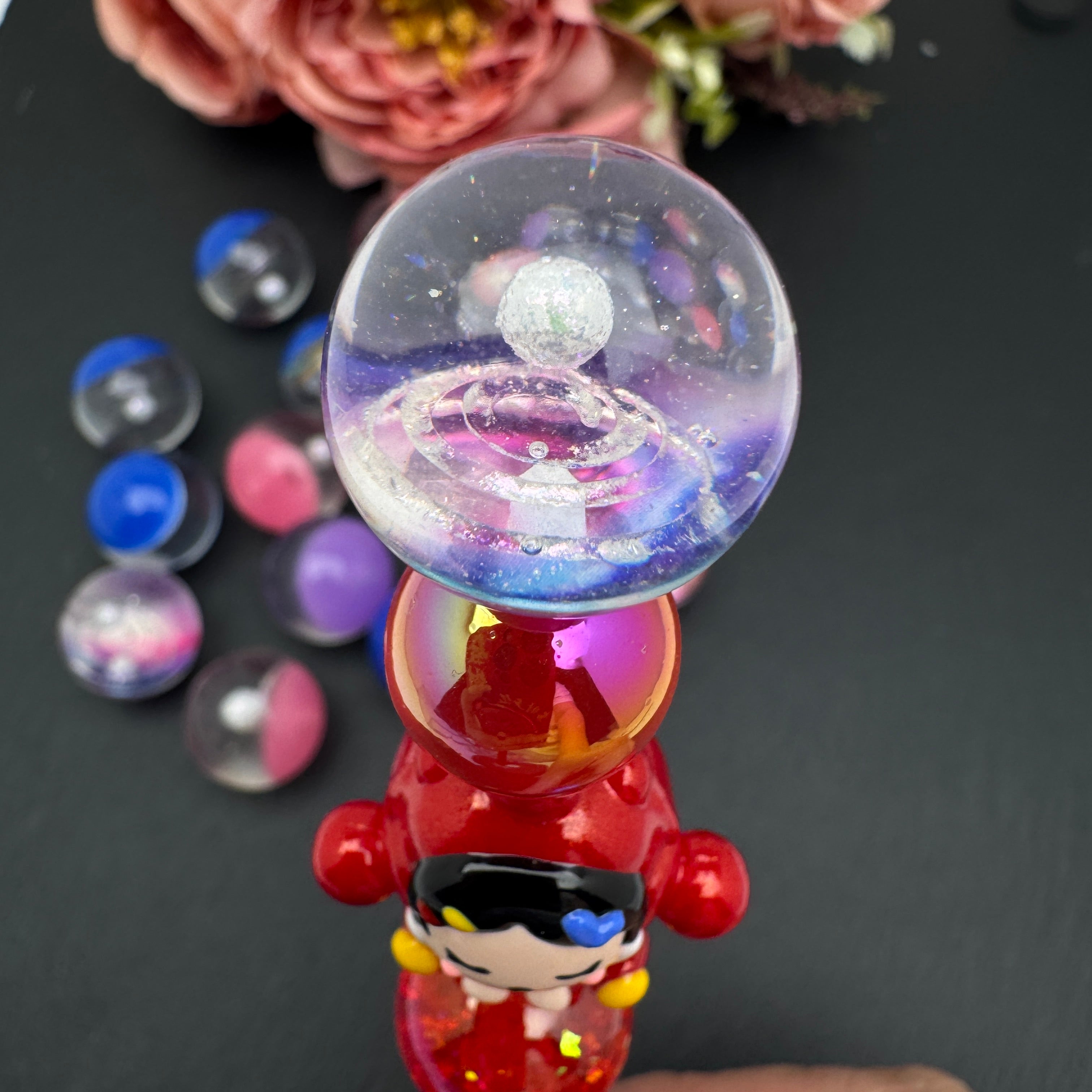 FS5171-20mm Glowing Galaxy Resin Pen Topper